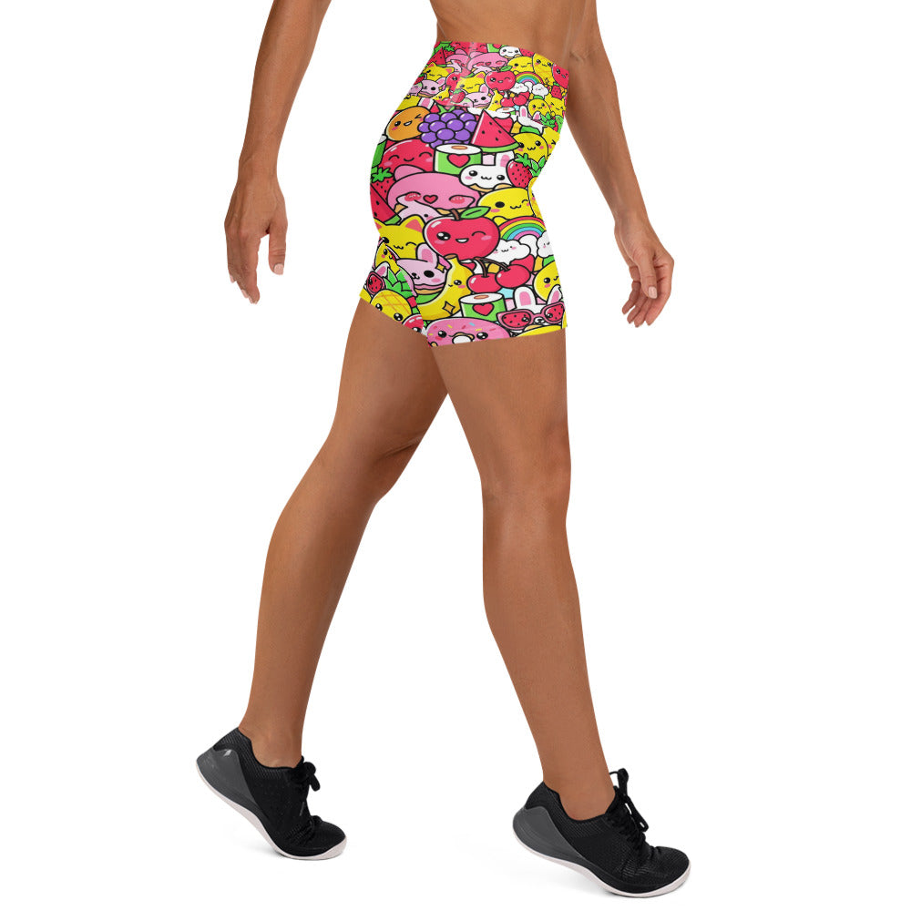 Kawaii Fruit Salad Yoga Shorts | GearBunch