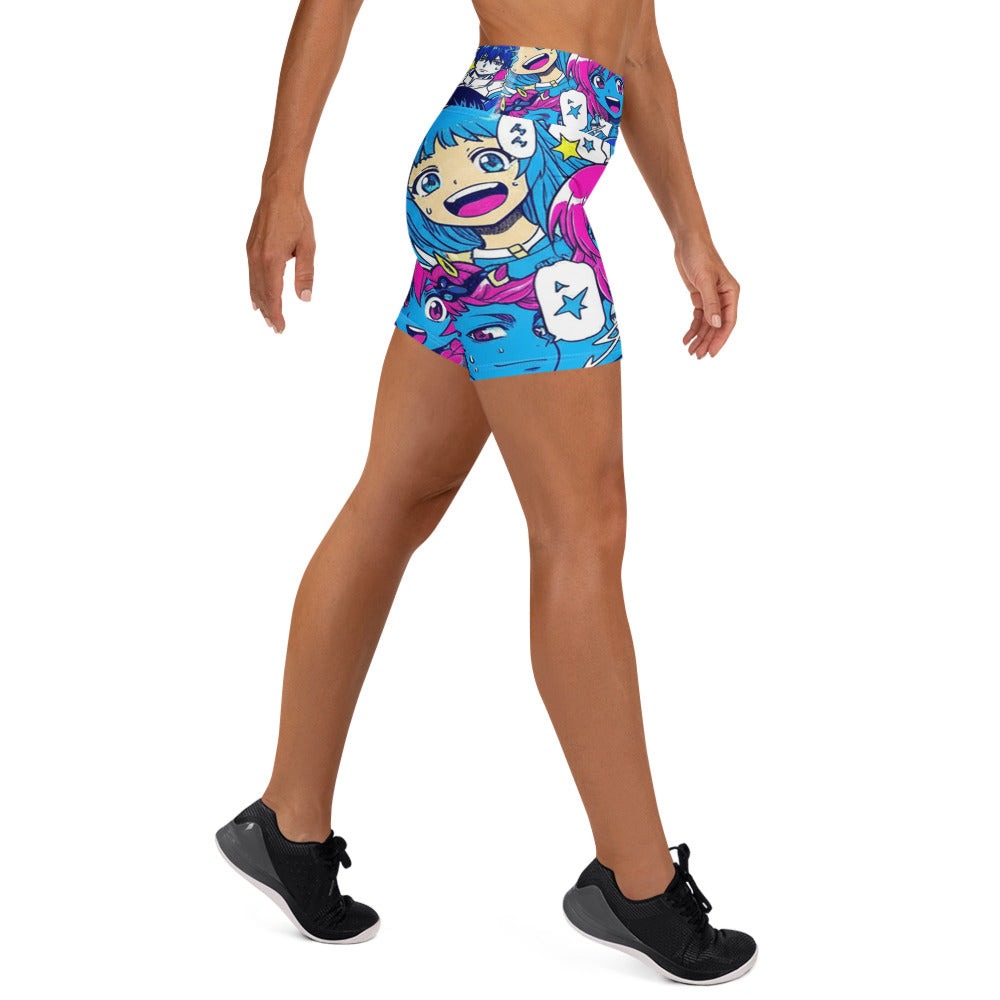 Neon Tokyo Anime Yoga Shorts | GearBunch