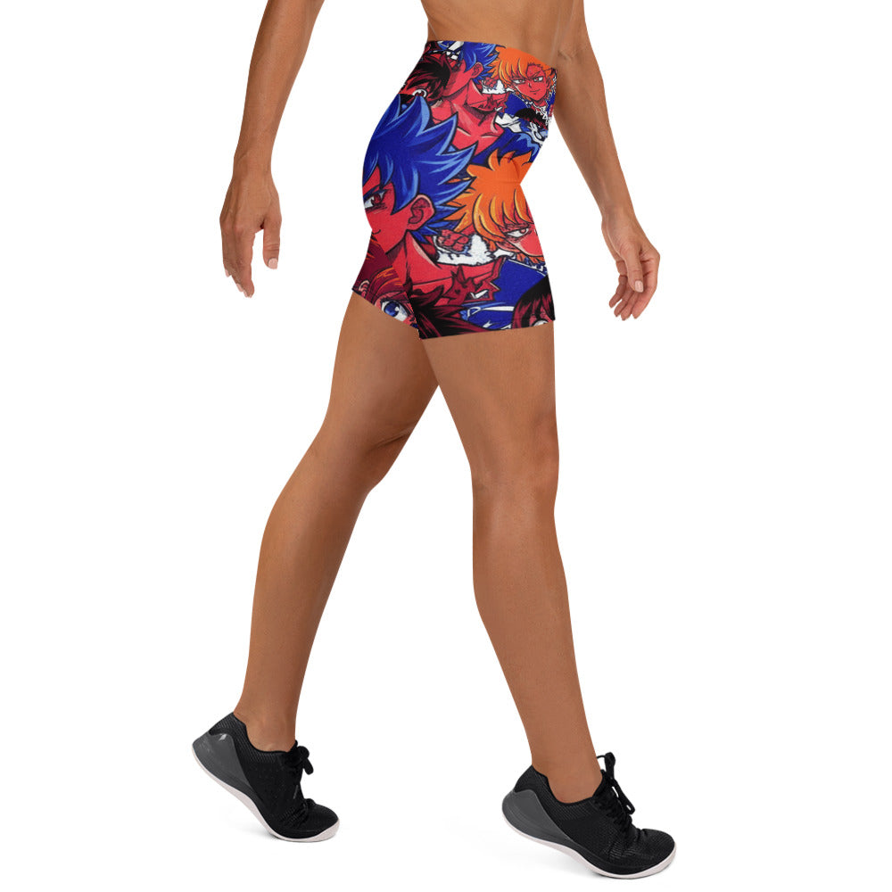 Anime Collage Dark Shonen Yoga Shorts | GearBunch