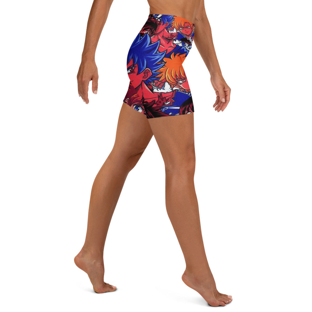 Anime Collage Dark Shonen Yoga Shorts | GearBunch