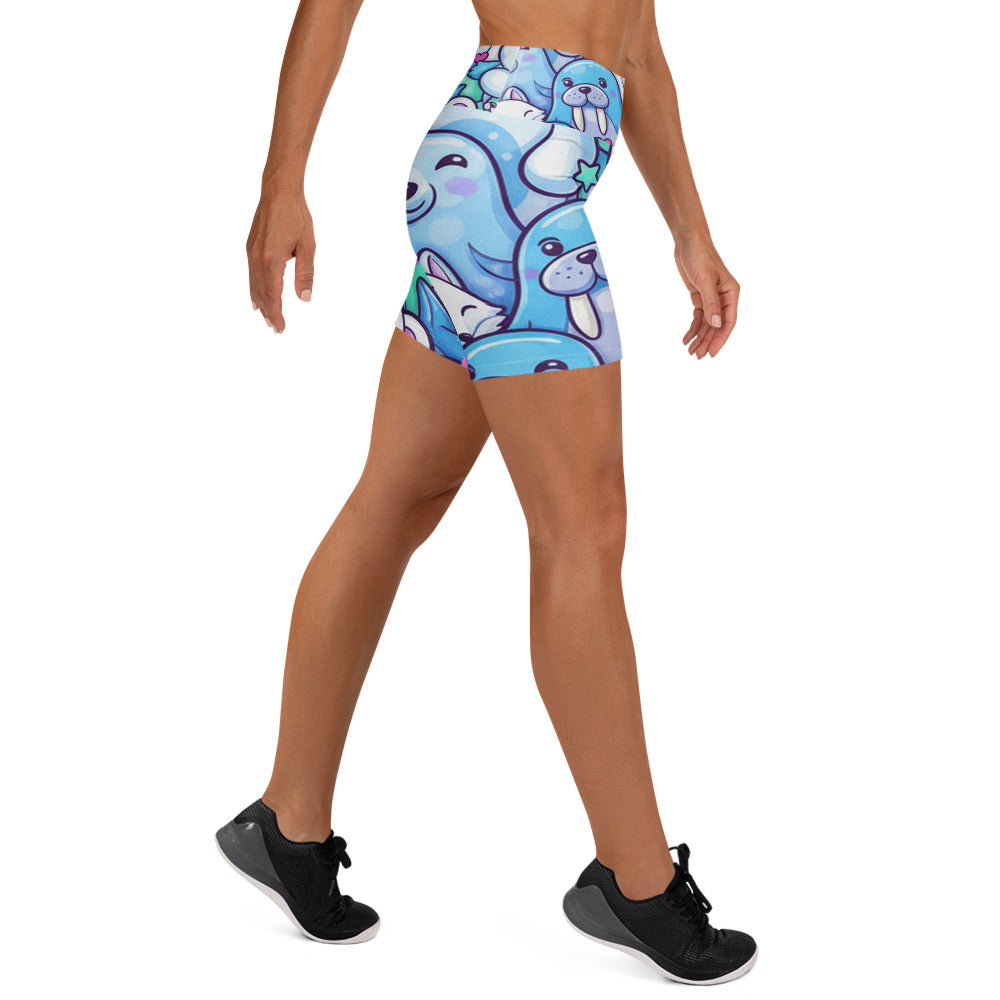 Vibrant Arctic Friends Yoga Shorts | GearBunch