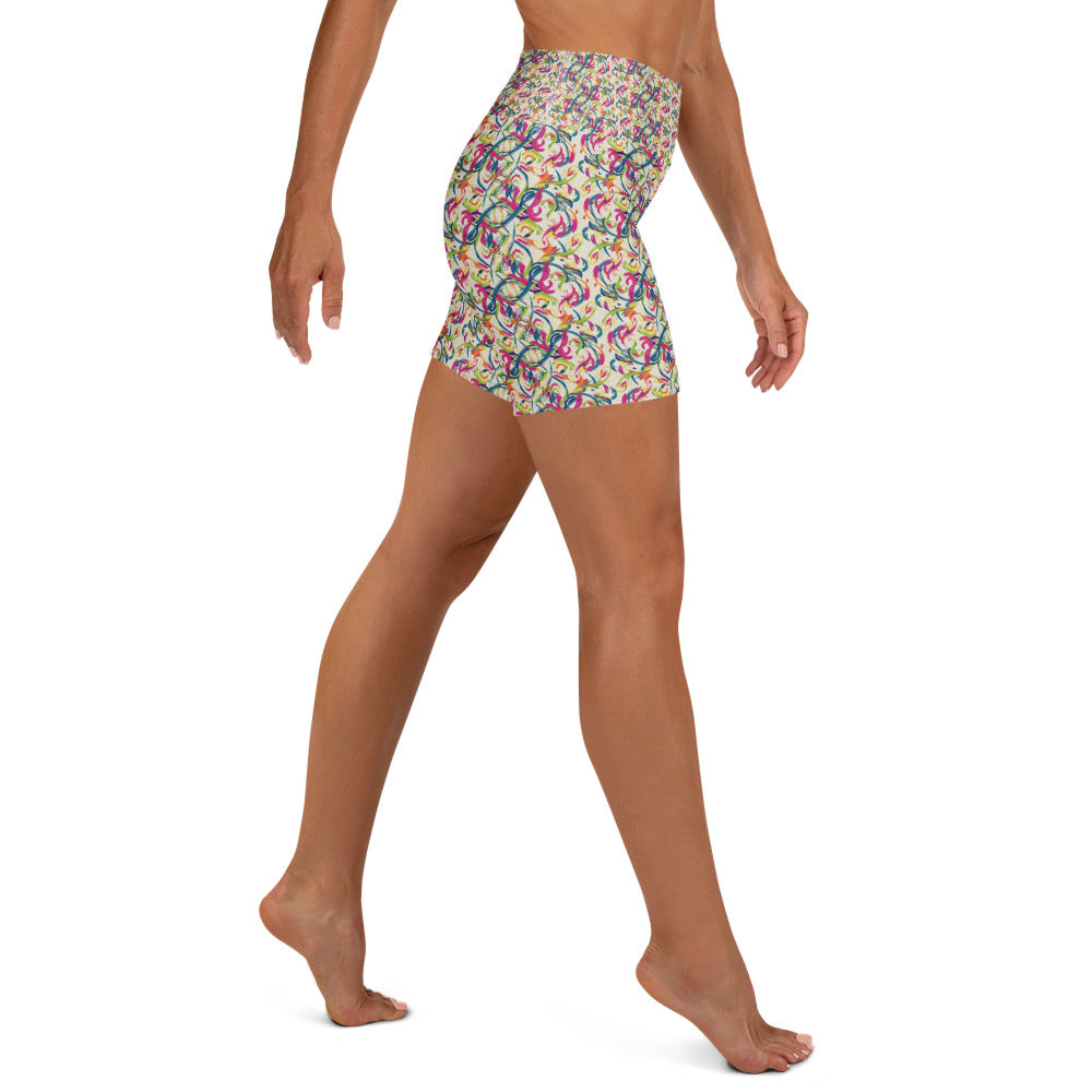 Ciao Bella Script Yoga Shorts | GearBunch