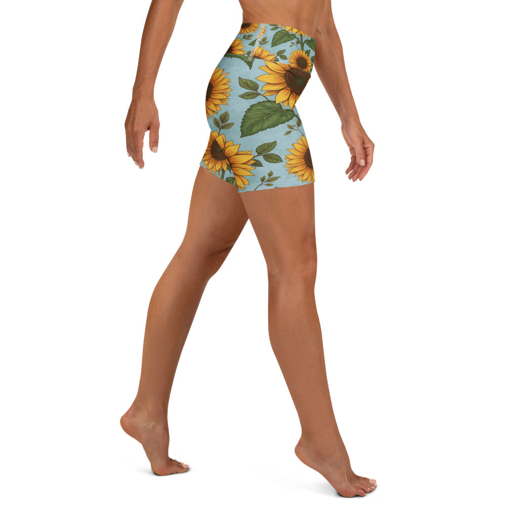 Sunflower Fields Yoga Shorts | GearBunch
