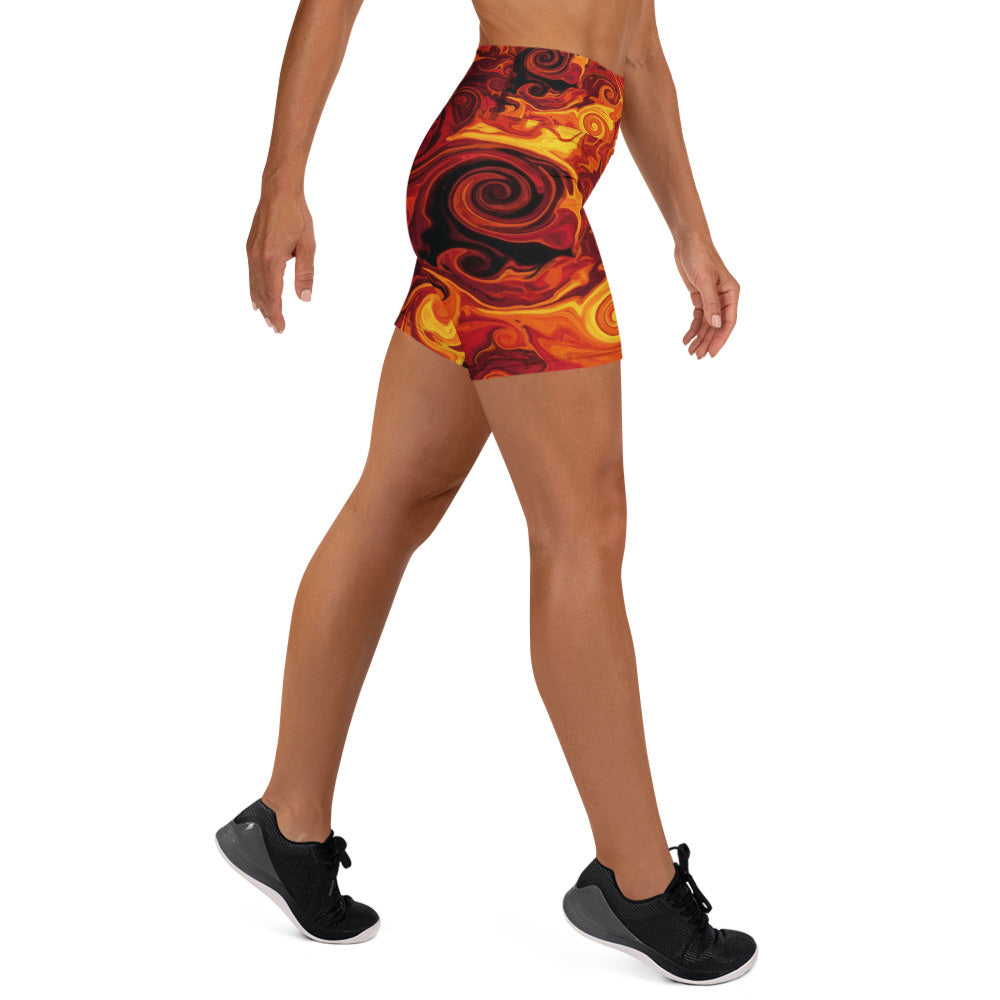 Liquid Marble Lava Flow Yoga Shorts | GearBunch