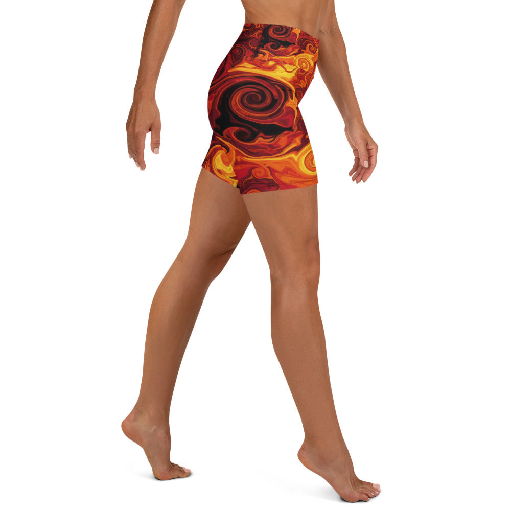 Liquid Marble Lava Flow Yoga Shorts | GearBunch