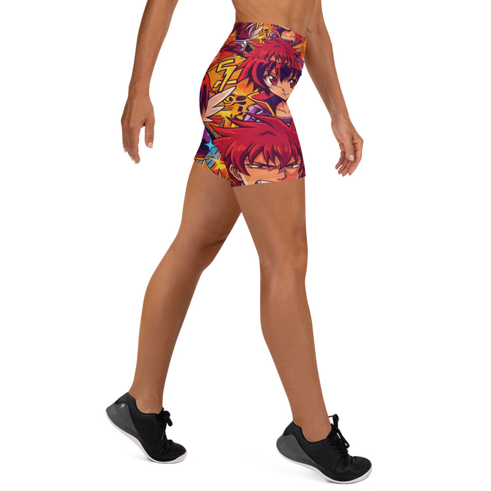 Anime Sunset Samurai Yoga Shorts | GearBunch