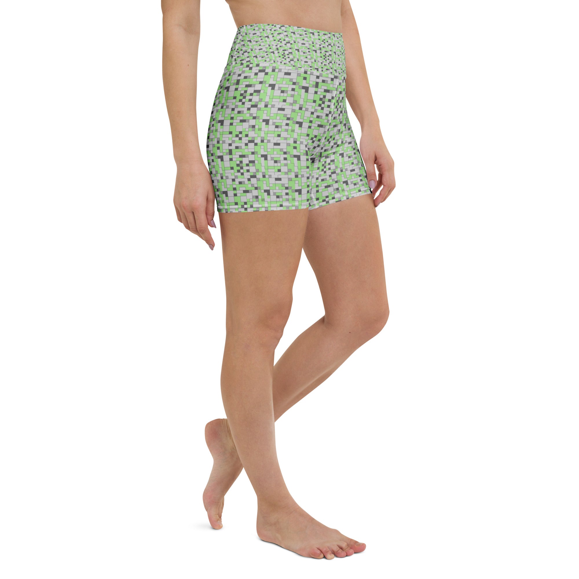 Small Blocks Geometric Yoga Shorts | GearBunch