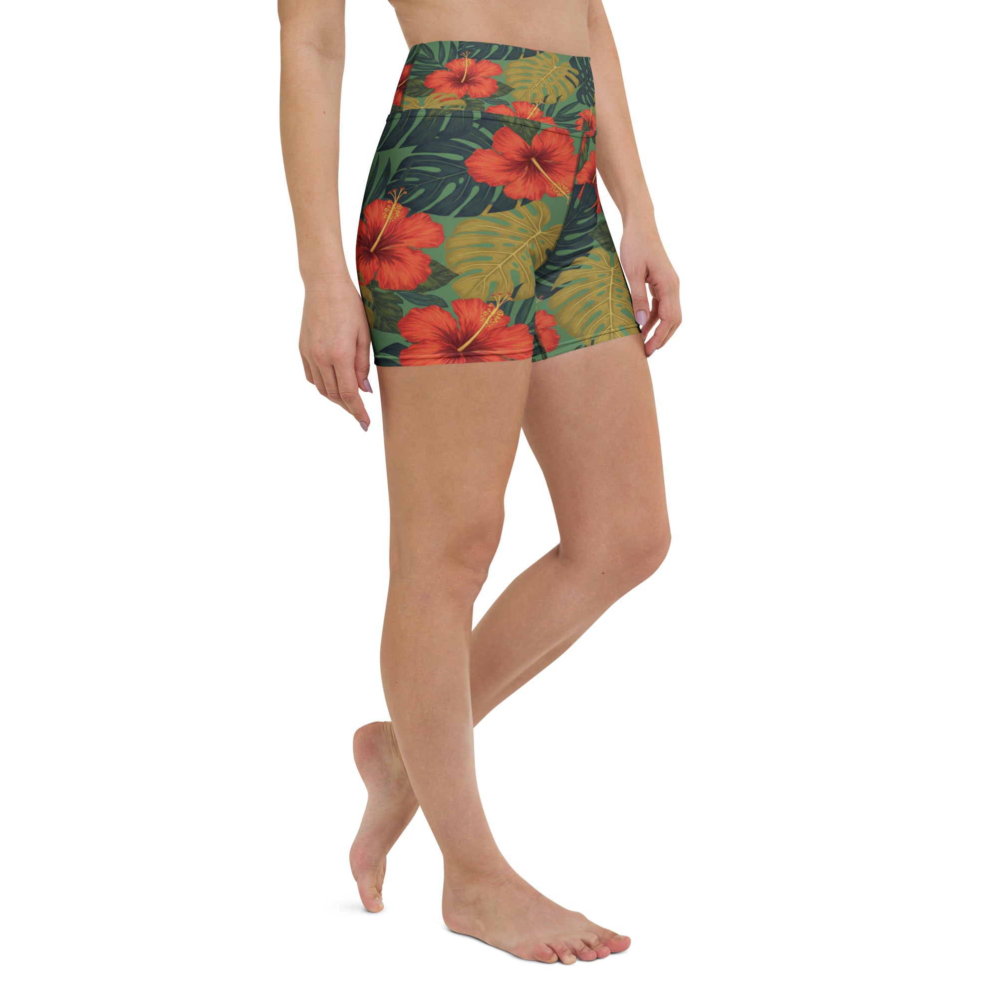 Bold Tropical Leaves Yoga Shorts | GearBunch