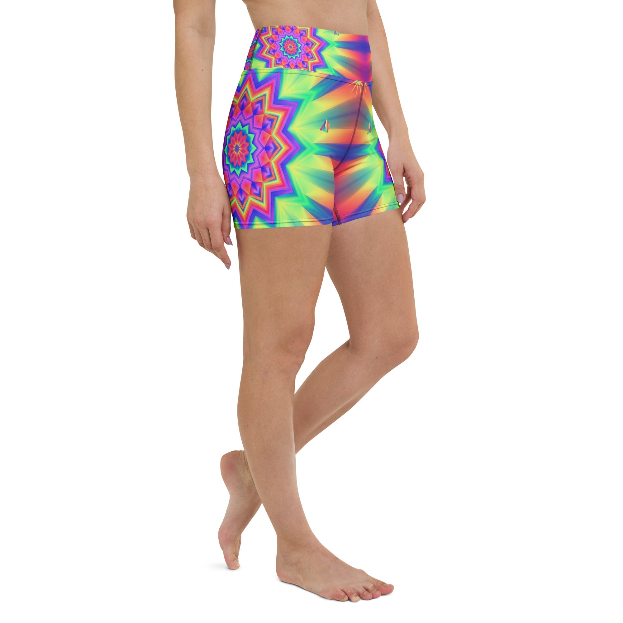 Psychedelic Starburst Prism Yoga Shorts | GearBunch