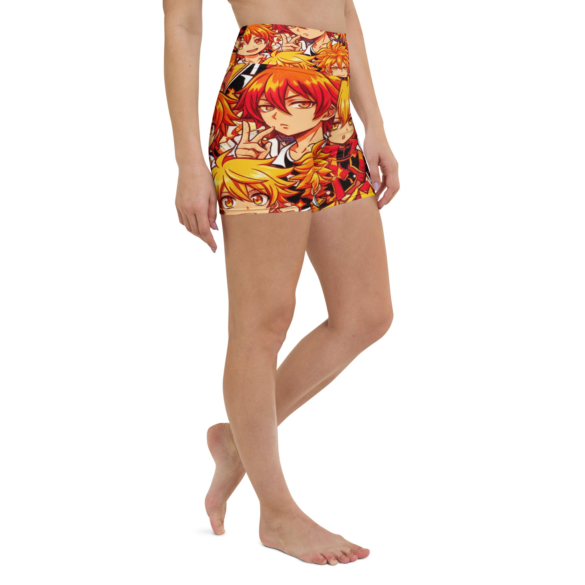 Anime Collage Fire Spirit Yoga Shorts | GearBunch