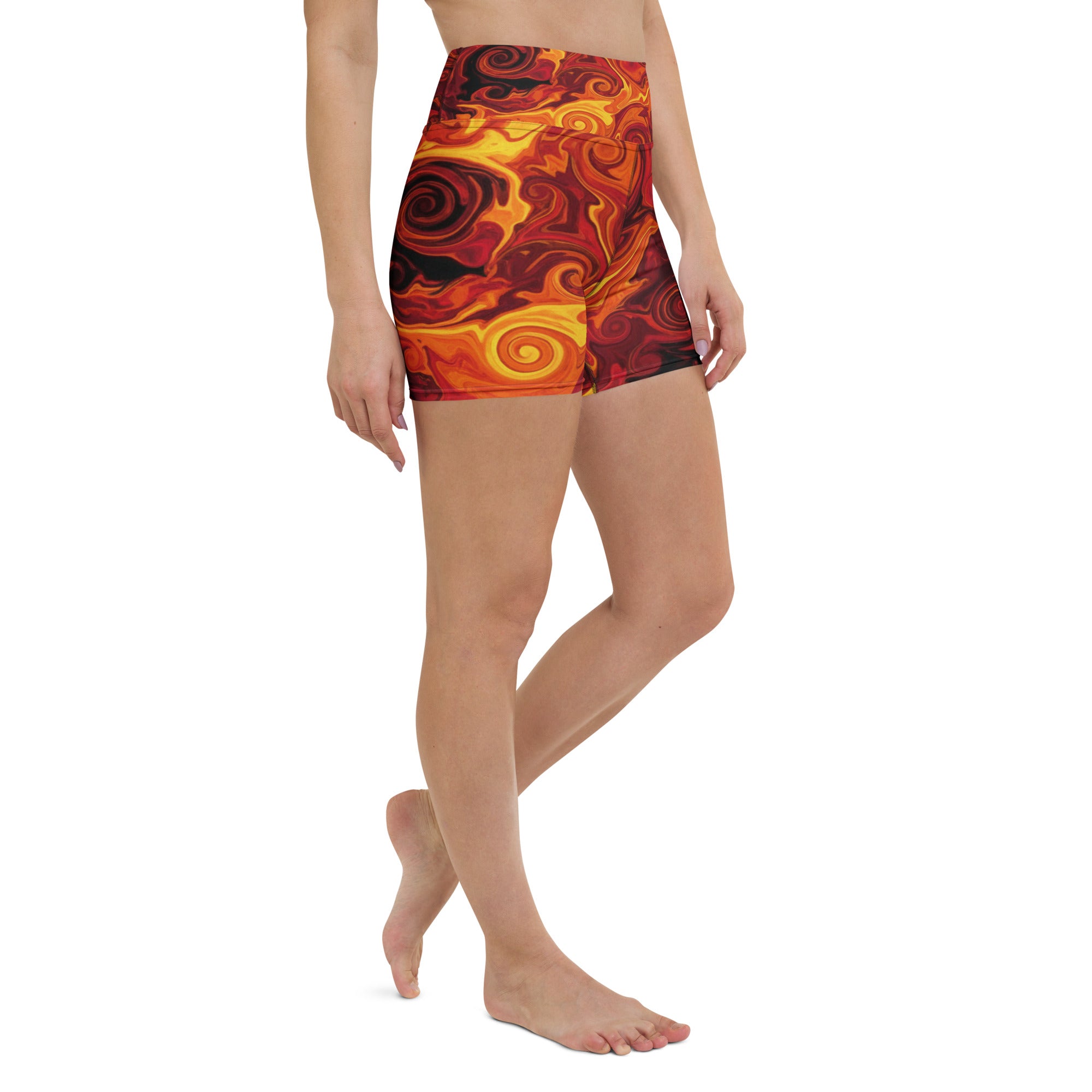 Liquid Marble Lava Flow Yoga Shorts | GearBunch