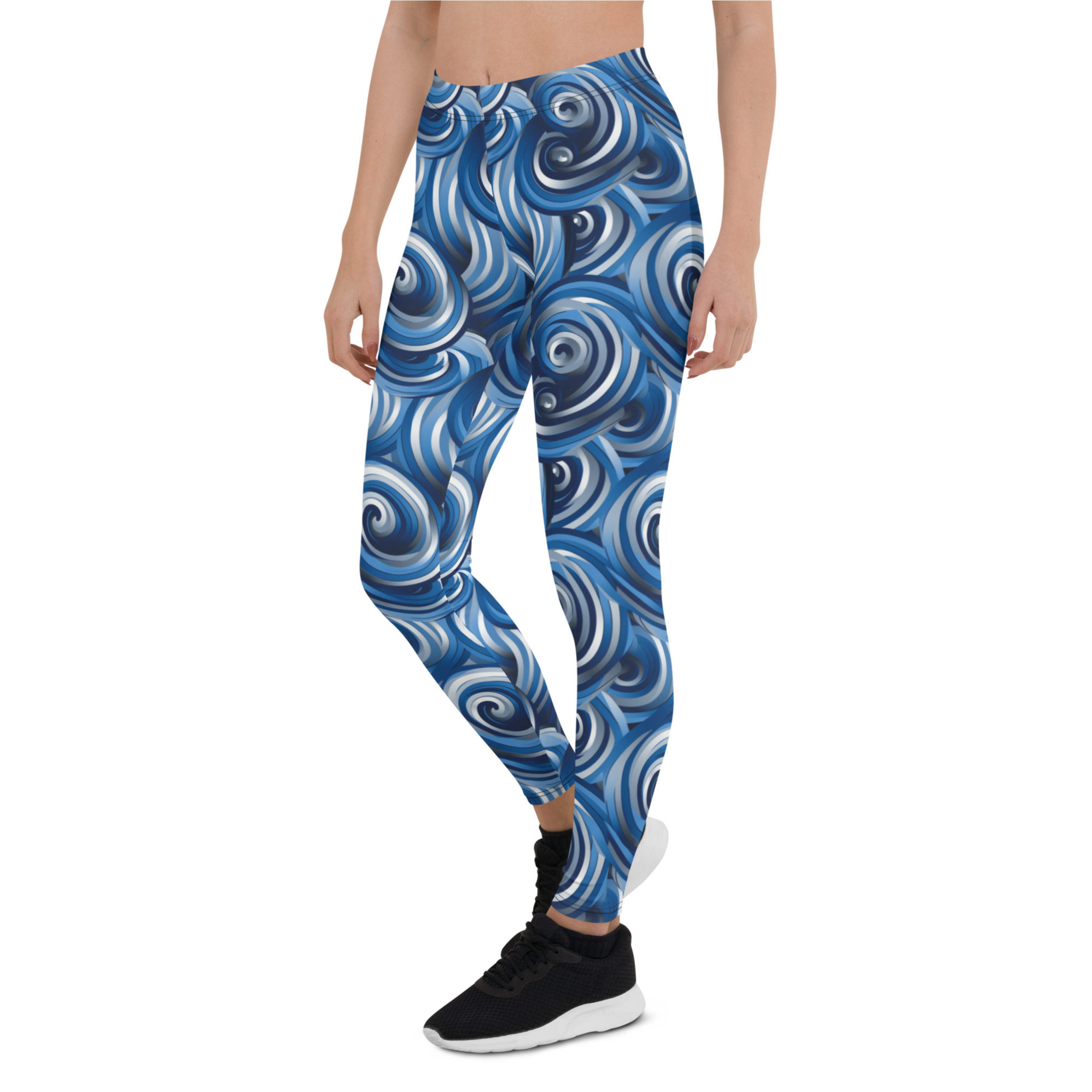 Women's blue wave leggings front view