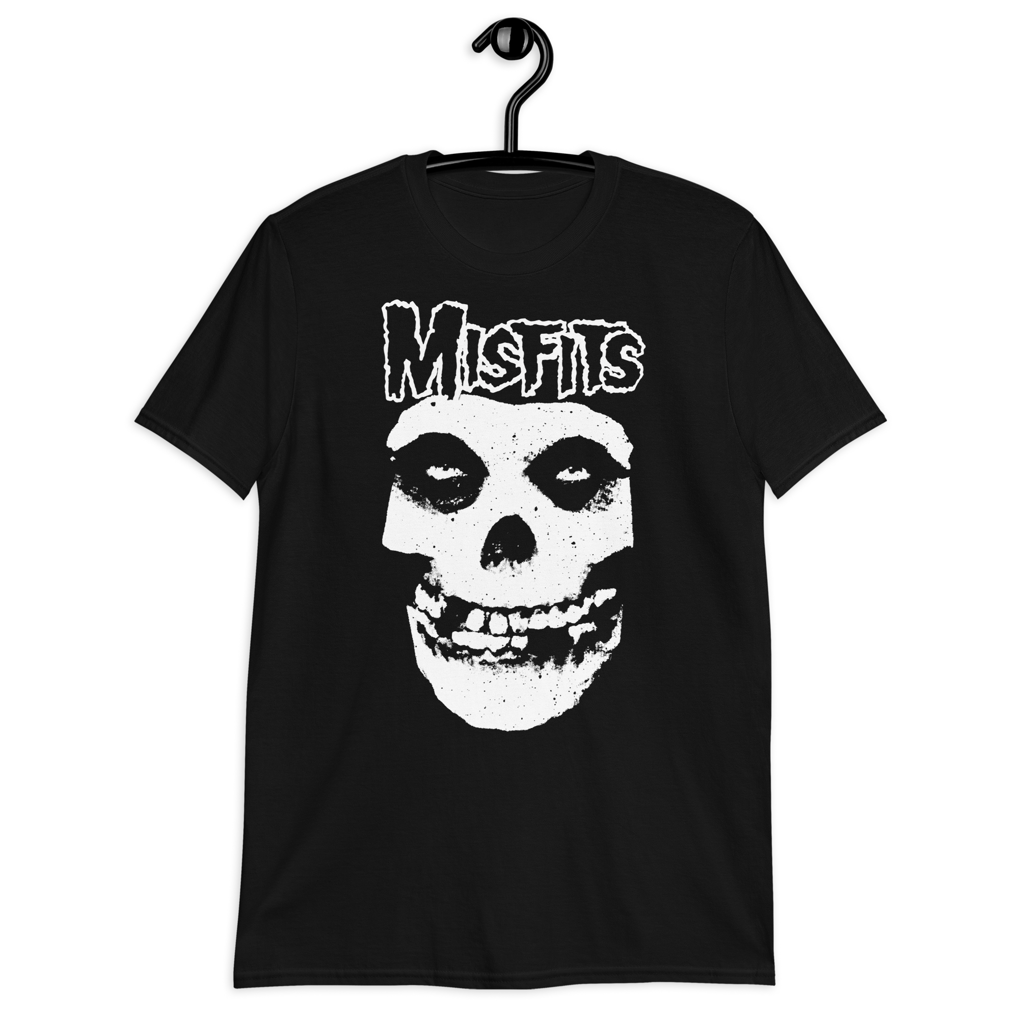 Women's black Misfits logo t-shirt front view