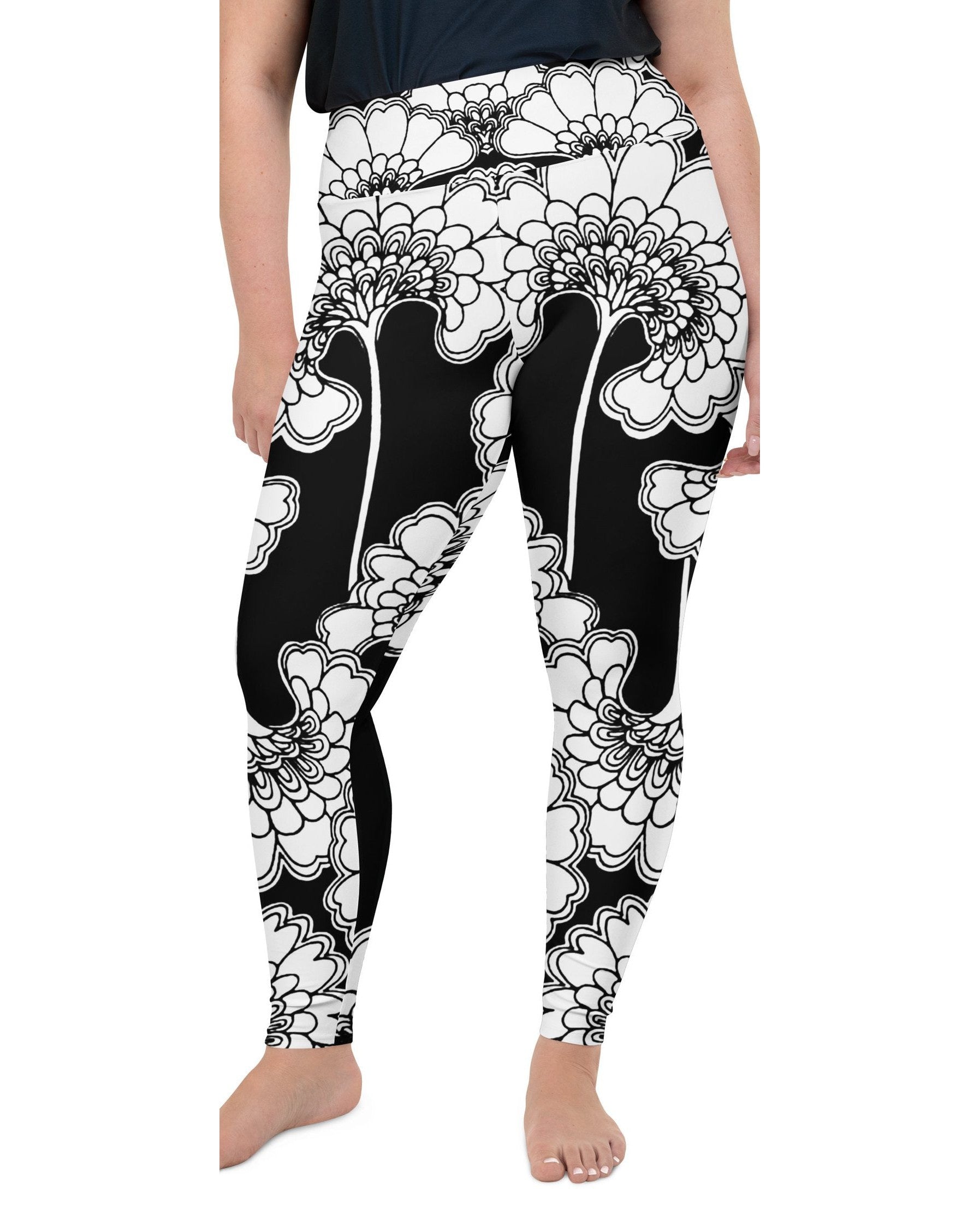 Japanese Floral Plus Size Leggings | GearBunch