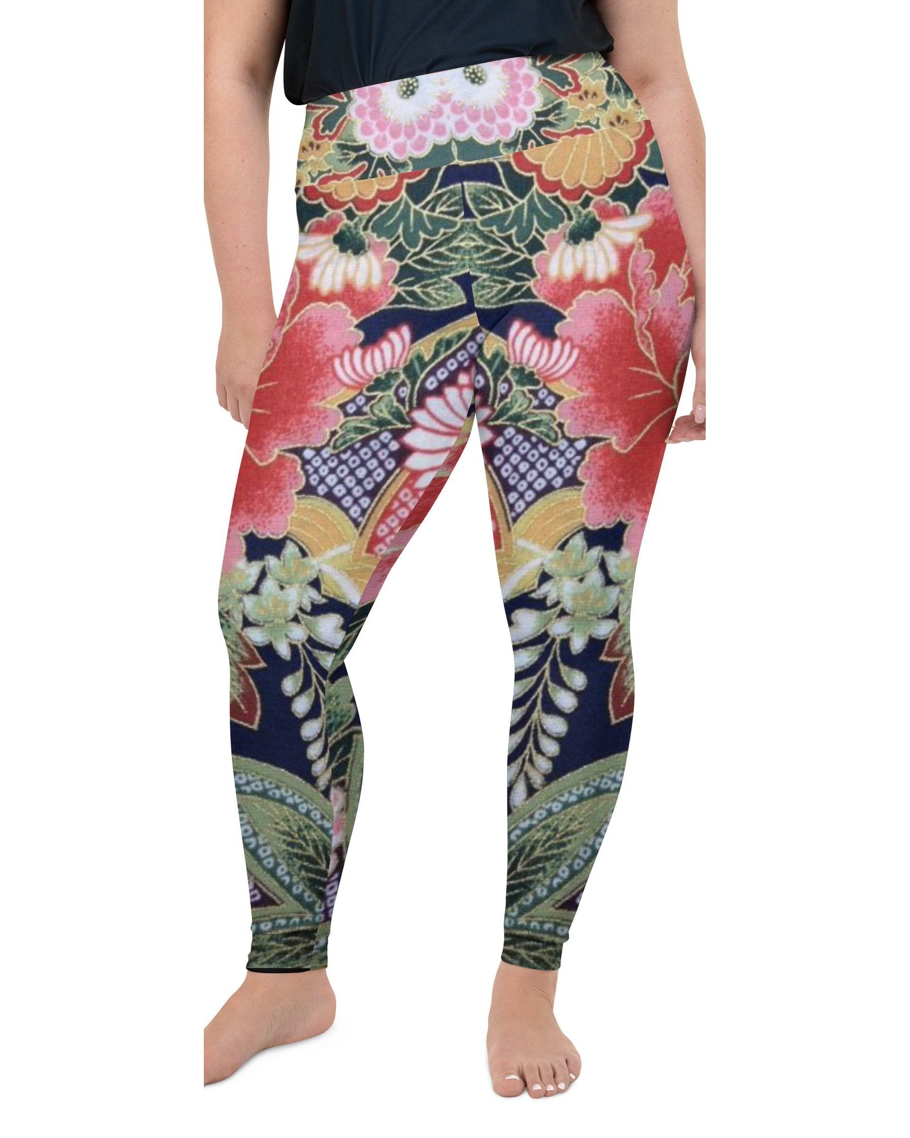 Oriental Floral Plus Size Leggings | GearBunch