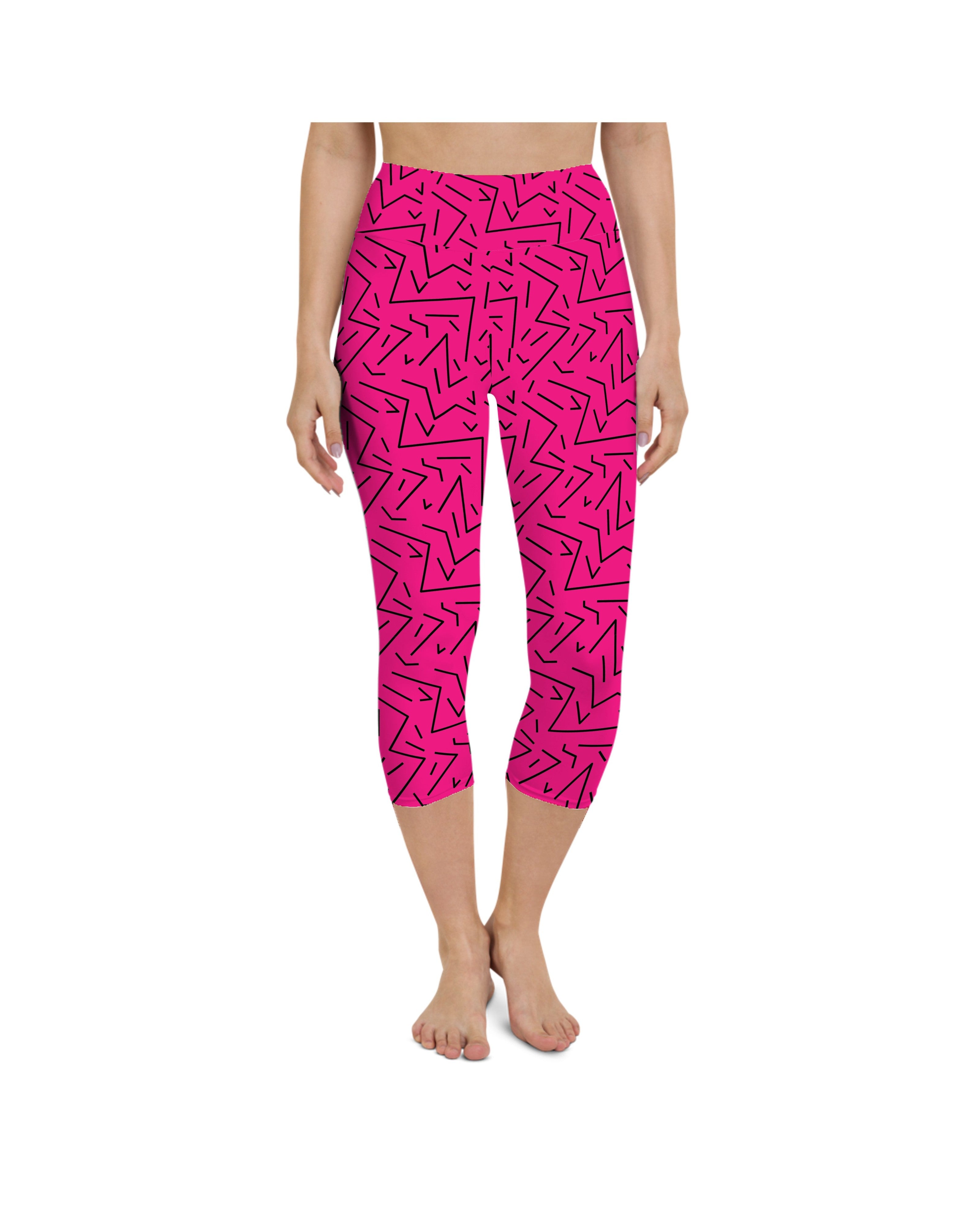 Pink Black Line Yoga Capris Gearbunch