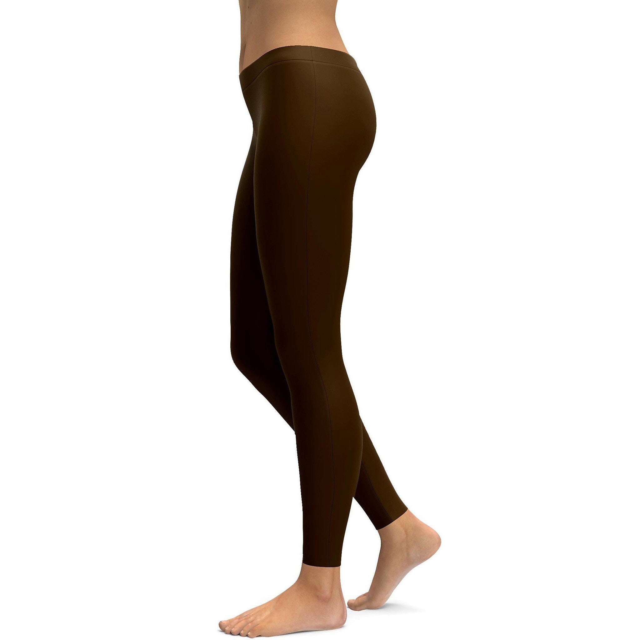 Solid Chocolate Brown Leggings - GearBunch Leggings / Yoga Pants