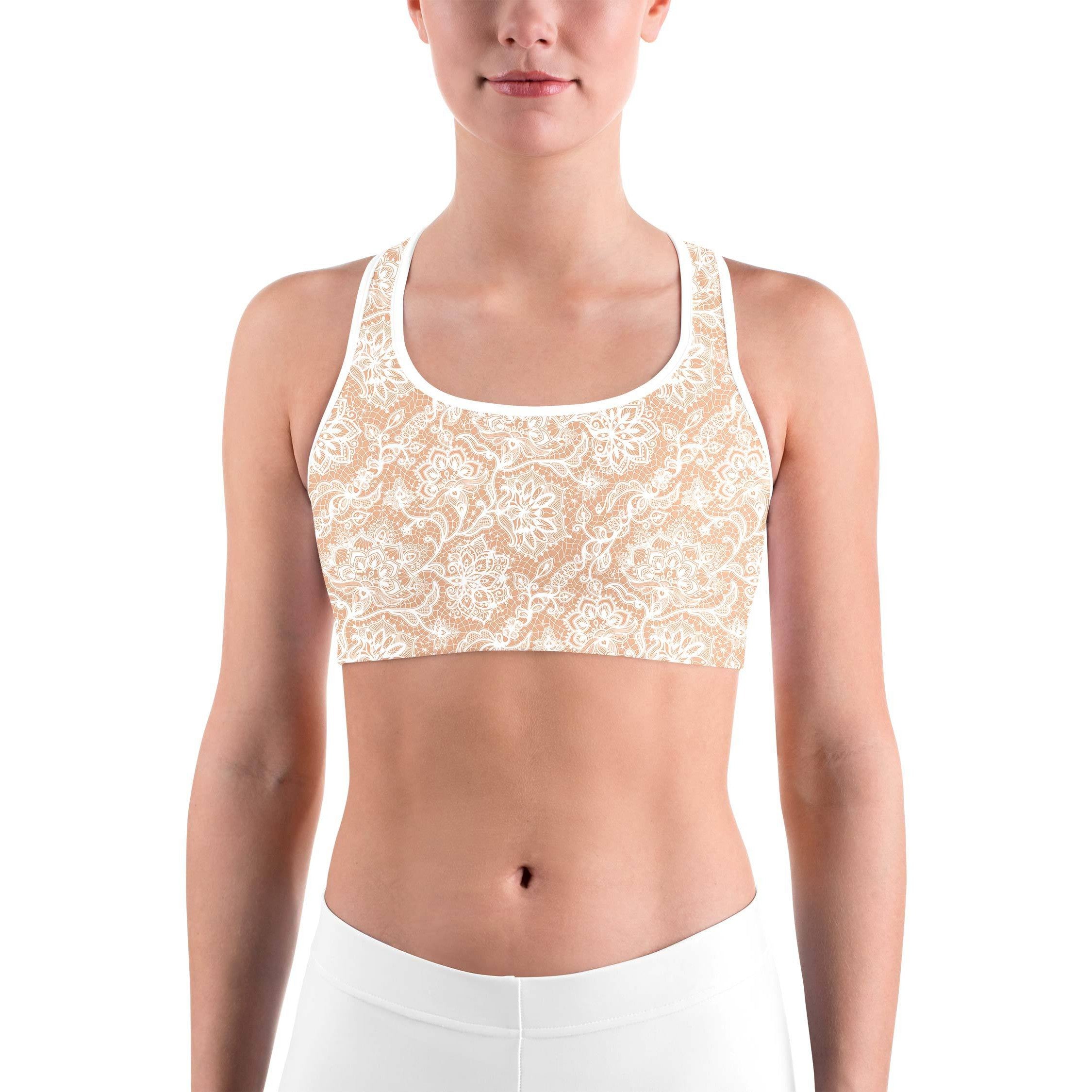 White Faux Lace Sports bra