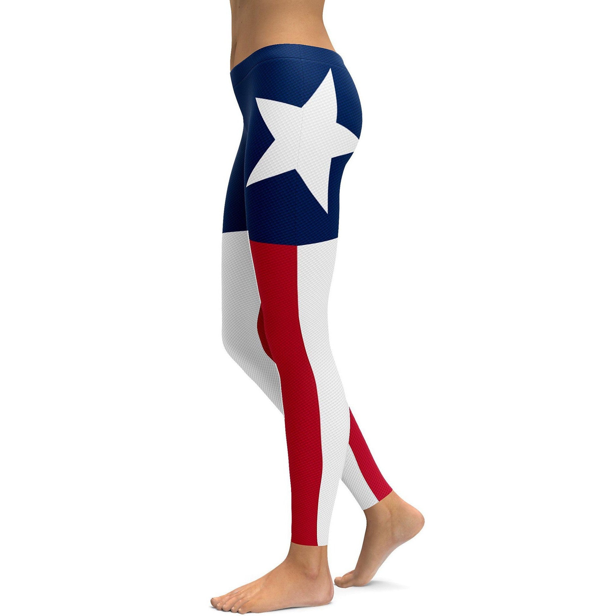 Faux Carbon Texas Flag Leggings - GearBunch Leggings / Yoga Pants