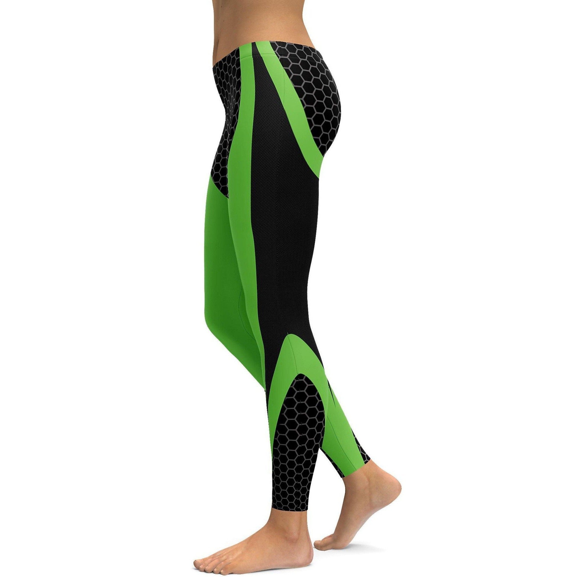 Green Honeycomb Carbon Leggings - Gearbunch