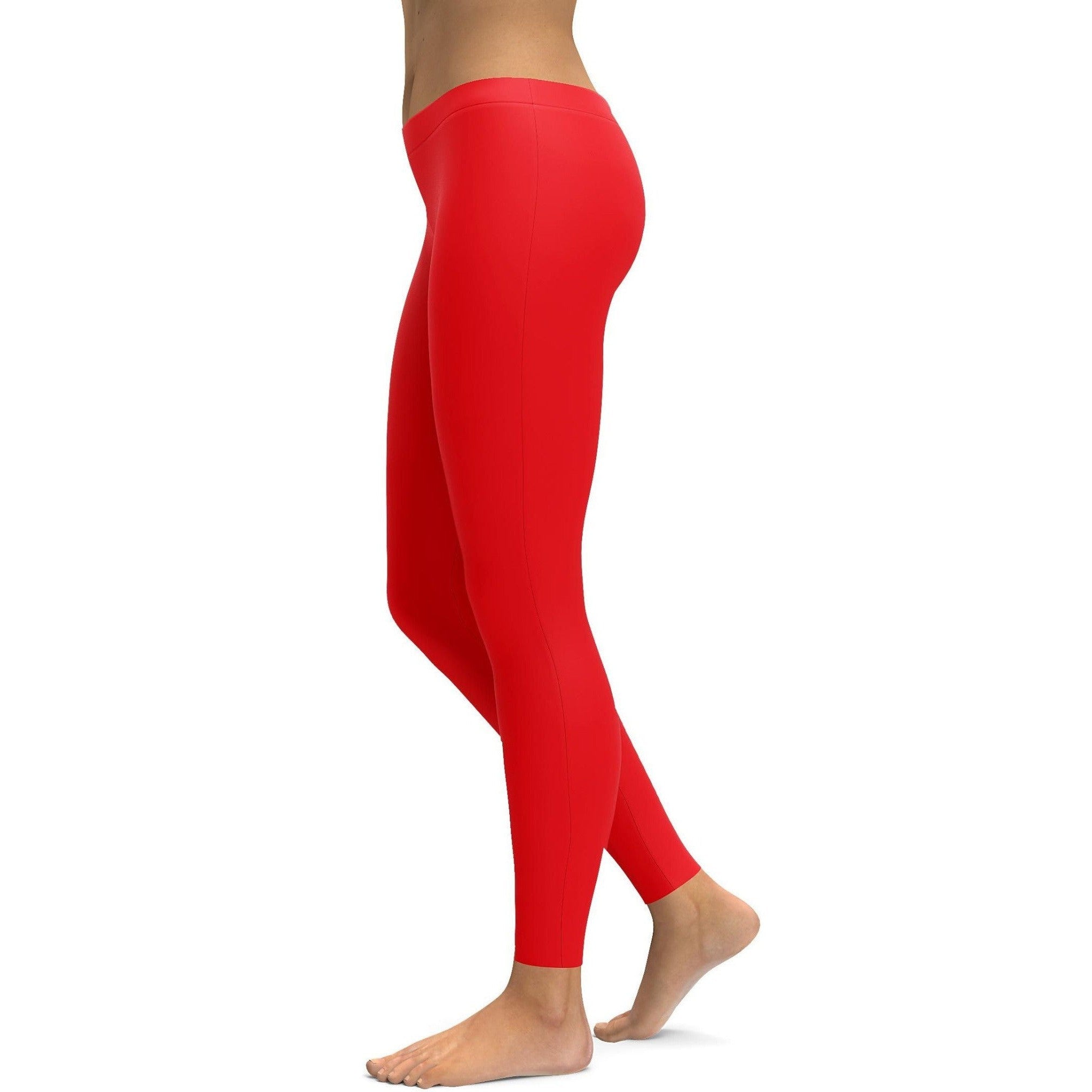 Solid Hot Red Leggings - GearBunch