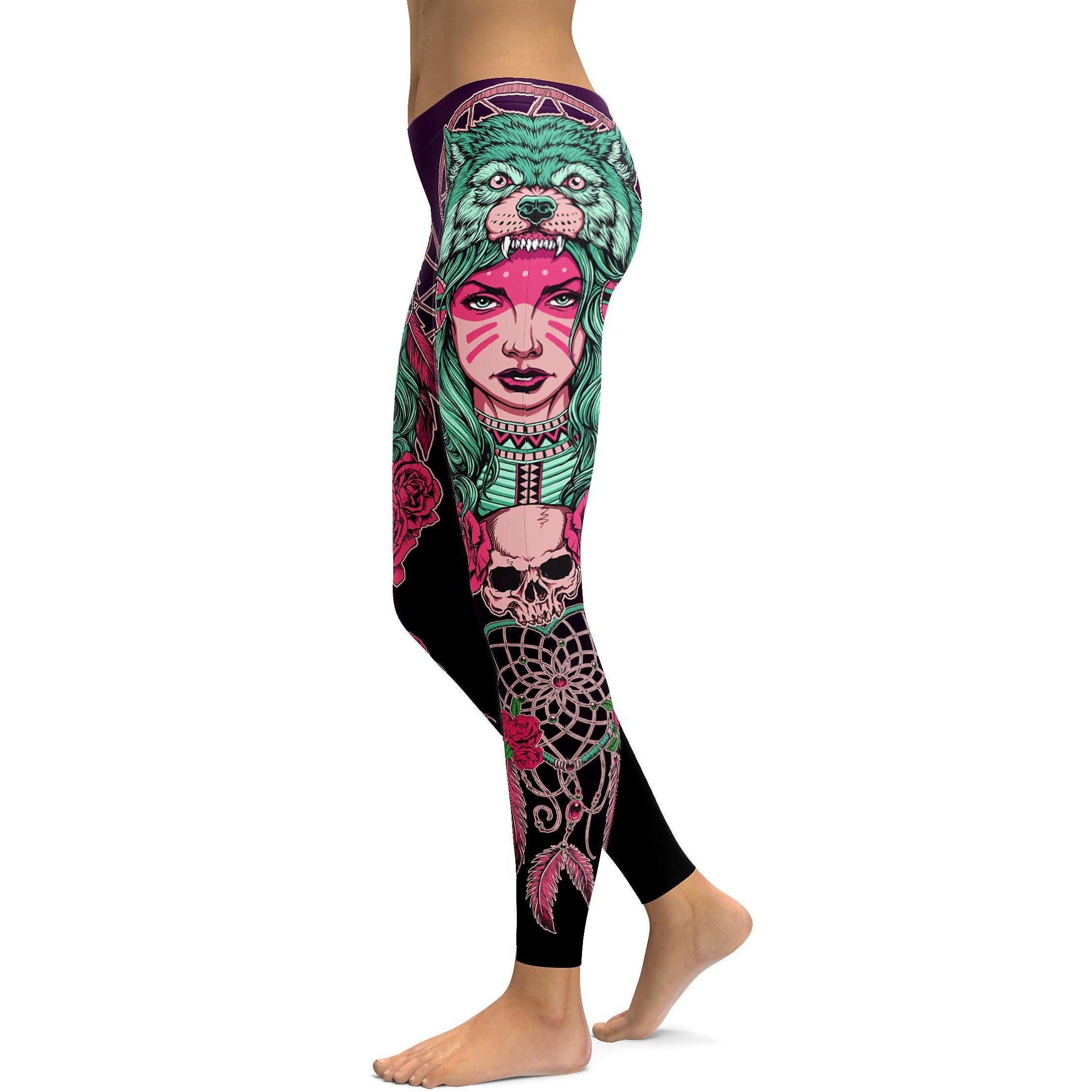 Native American Warrior Leggings - GearBunch Leggings / Yoga Pants