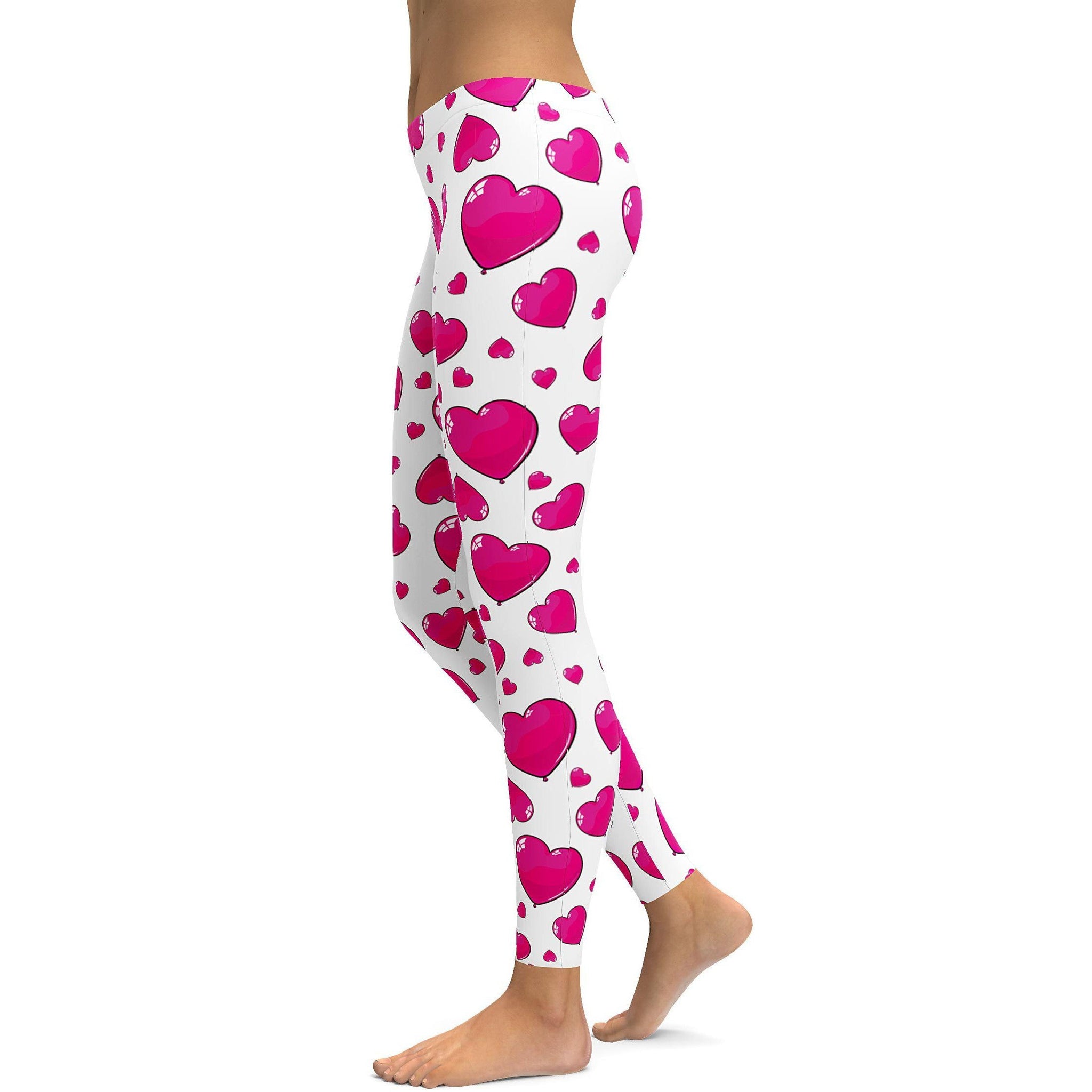 Girls Pink Heart Balloons Buttery Soft Leggings