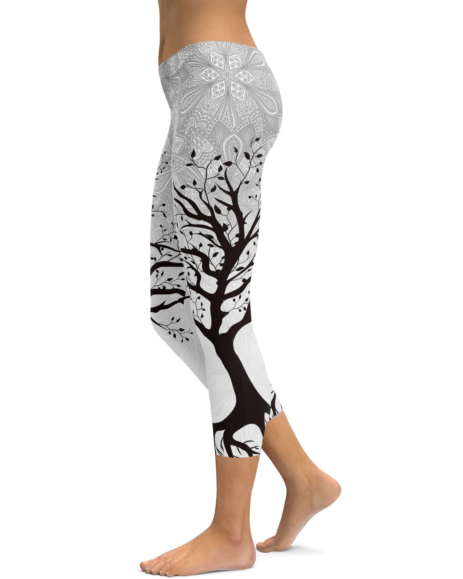 Light Tree of Life Capris - GearBunch Leggings / Yoga Pants