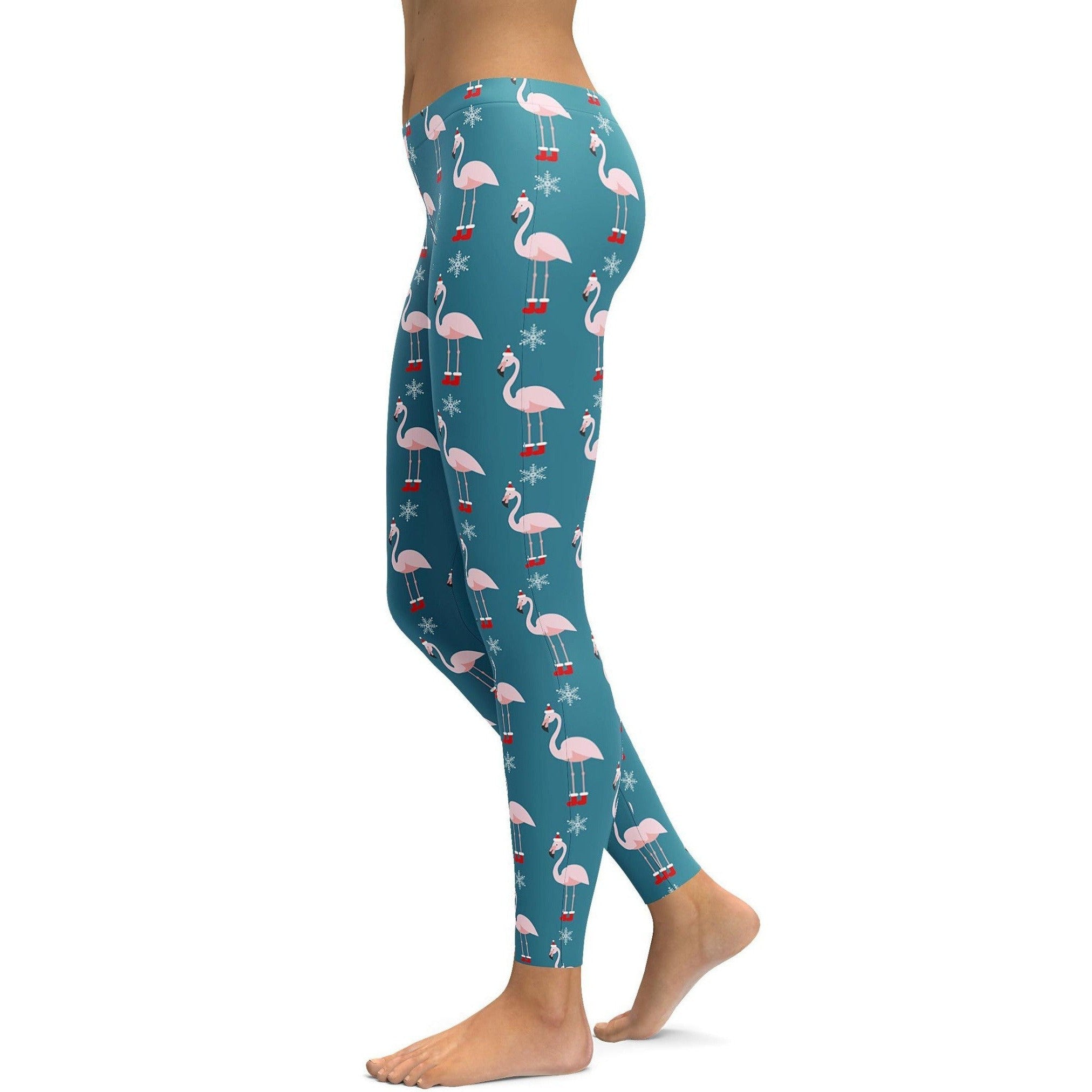 Christmas Flamingo Patterned Leggings - GearBunch