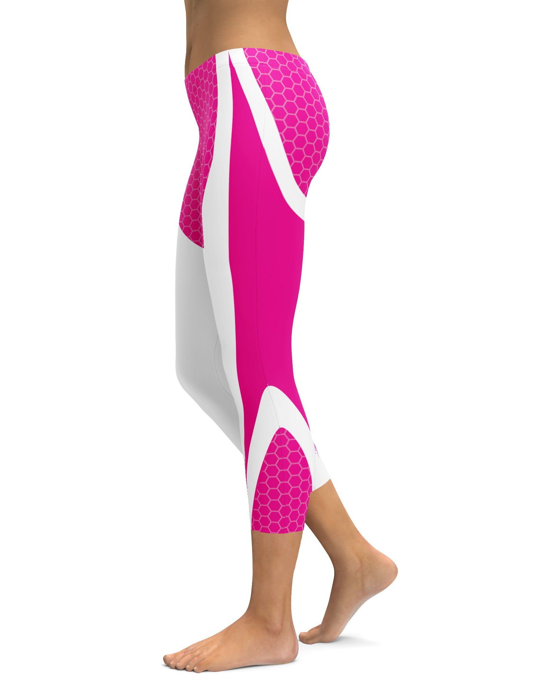 Pink Honeycomb Carbon White Capris