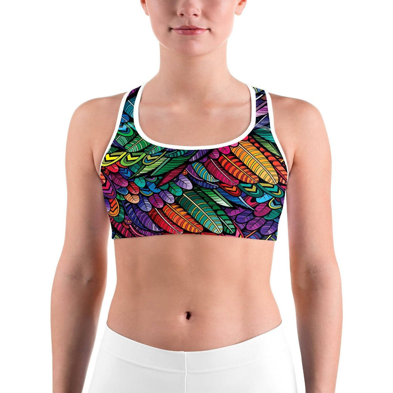GearBunch - Colorful Feathers Sports bra