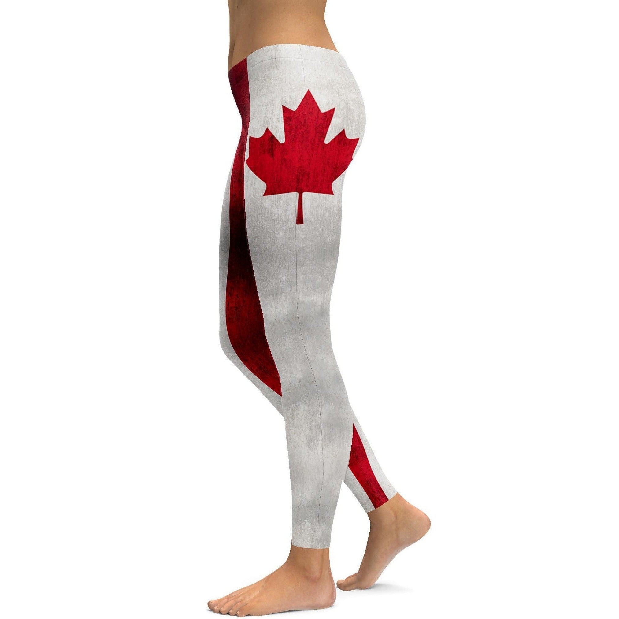 Grunge Canadian Flag Leggings - GearBunch