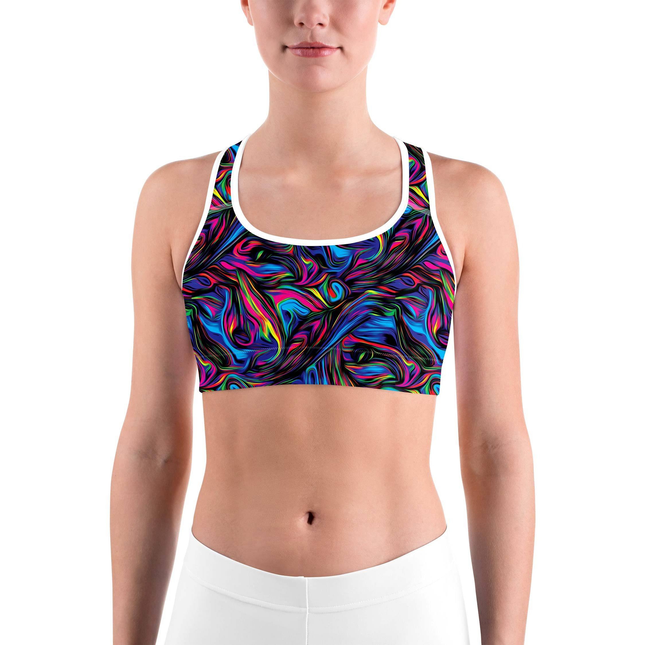 Psychedelic Neon Paint Sports Bra