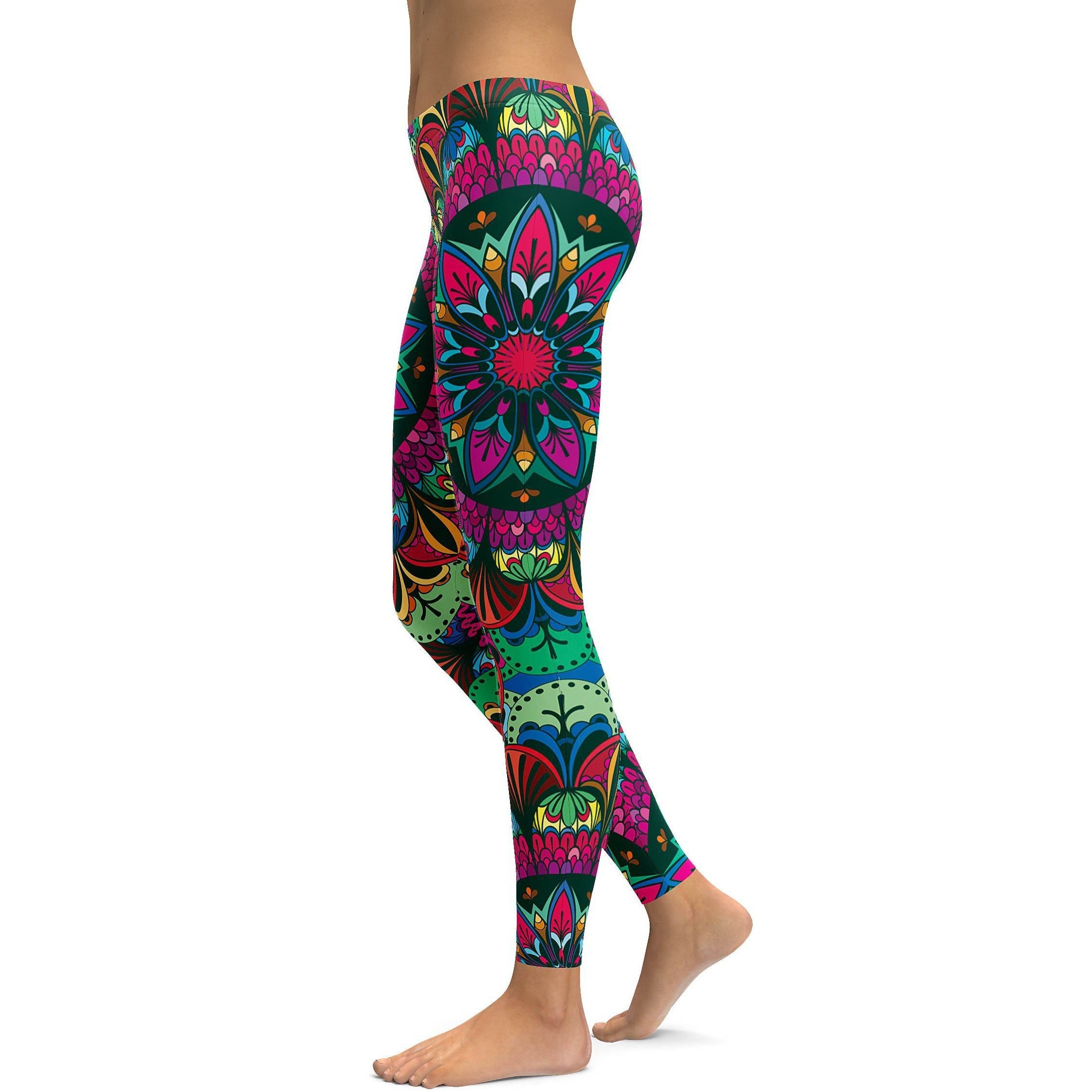 Colorful Pink Mandala Leggings - GearBunch Leggings / Yoga Pants