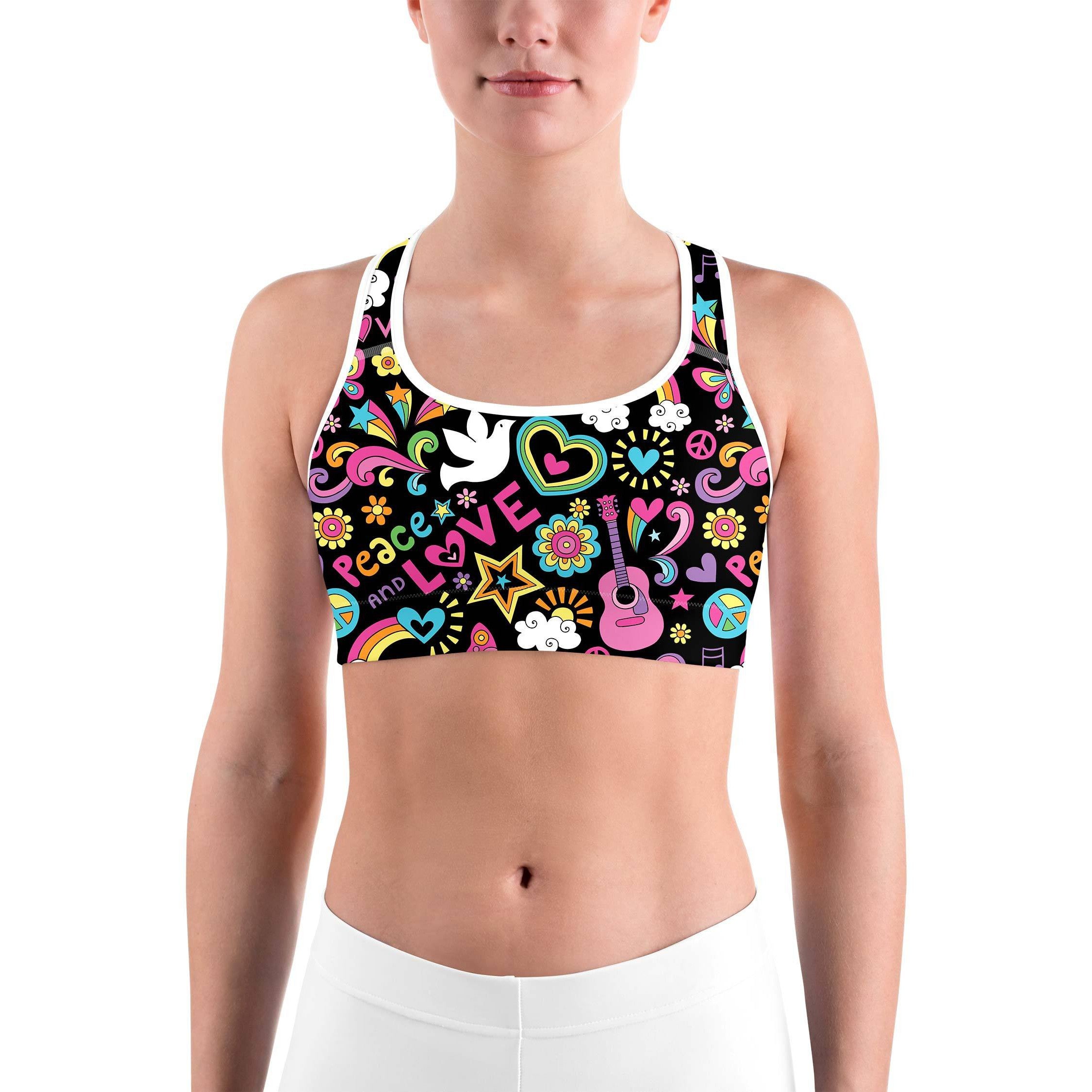 Peace and Love Sports Bra | GearBunch