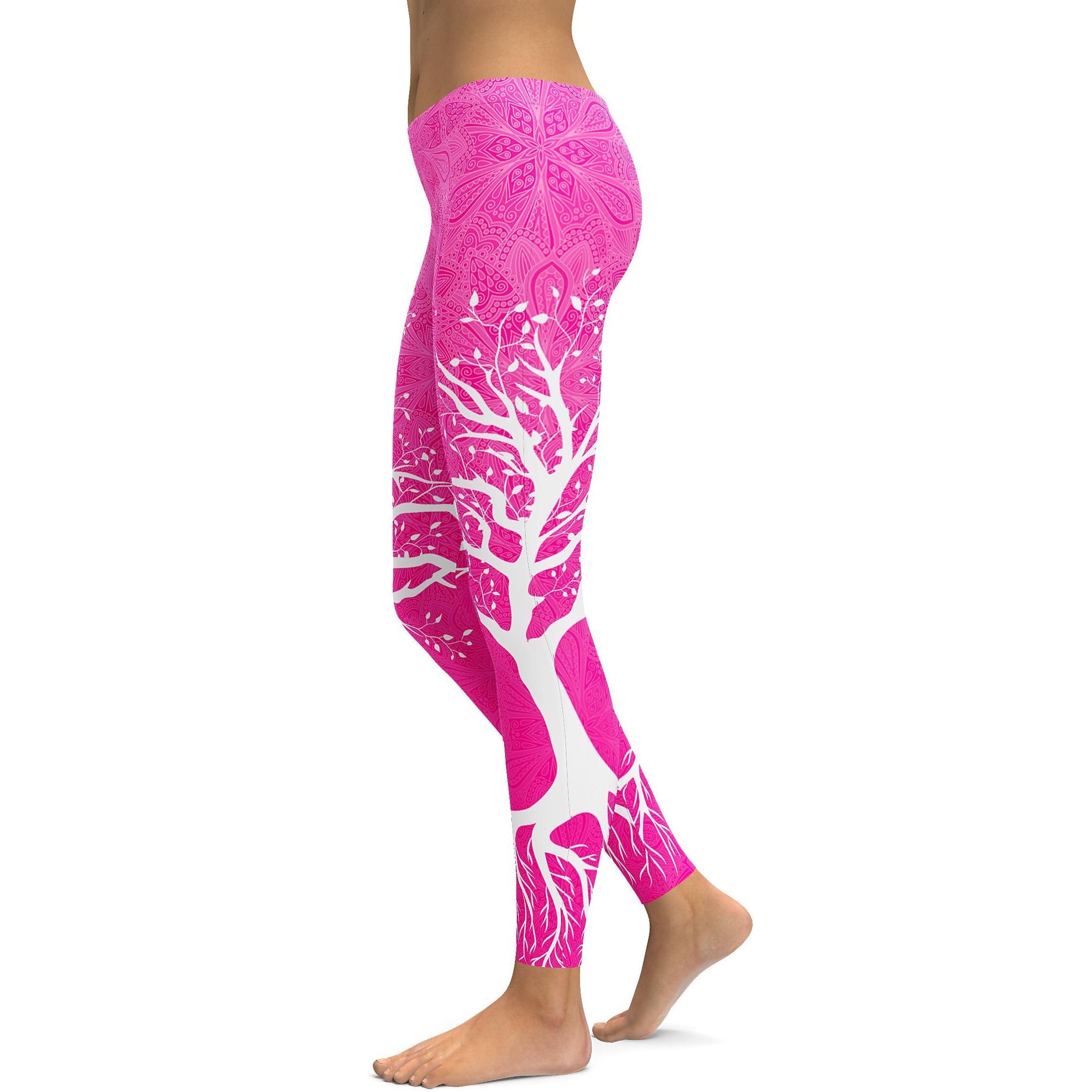 Hot Pink Tree of Life Leggings - GearBunch Leggings / Yoga Pants