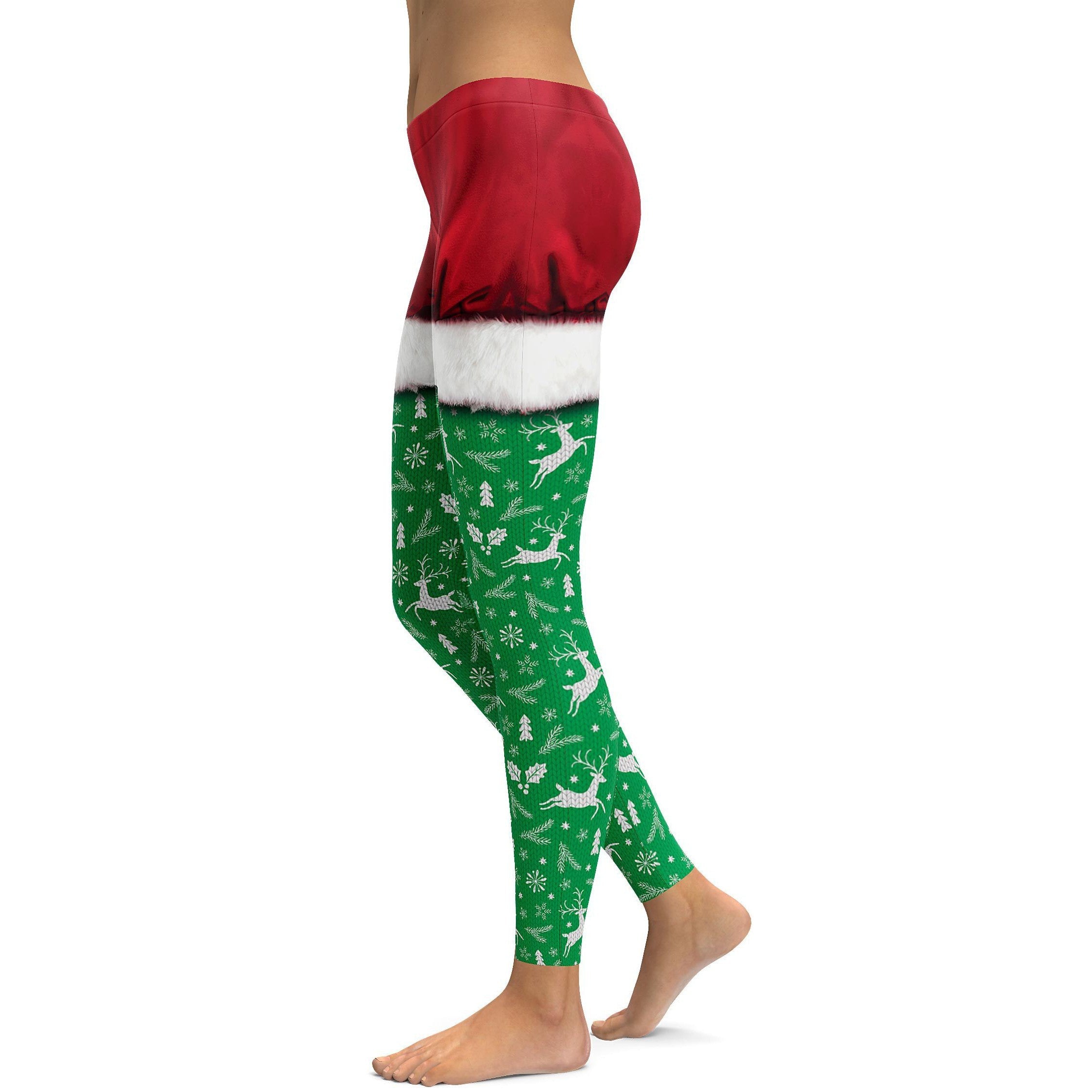 Christmas Shorts & Reindeer Pattern Leggings - GearBunch Leggings / Yoga Pants