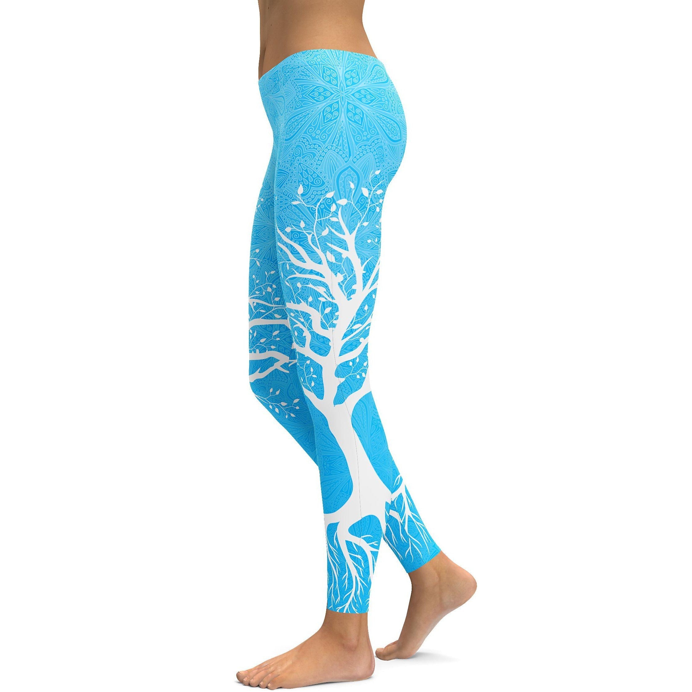 Sky Blue Tree of Life Leggings - GearBunch Leggings / Yoga Pants