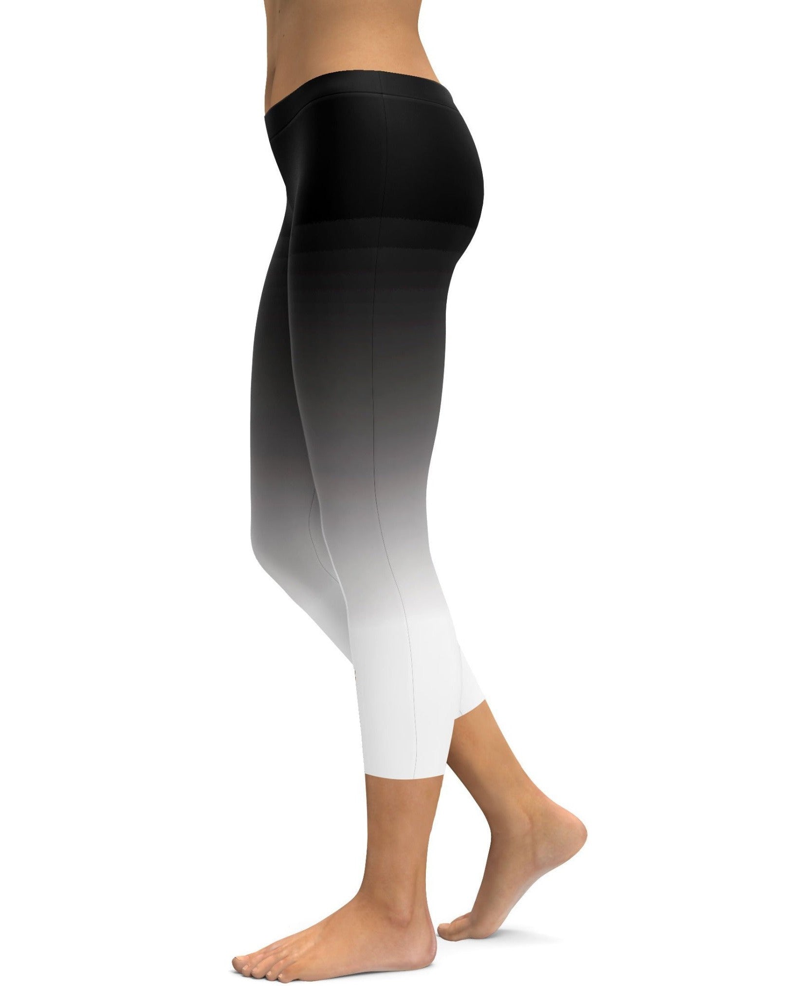 Womens Fashion Ombre Black to White Capris Leggings Black/White | Gearbunch.com