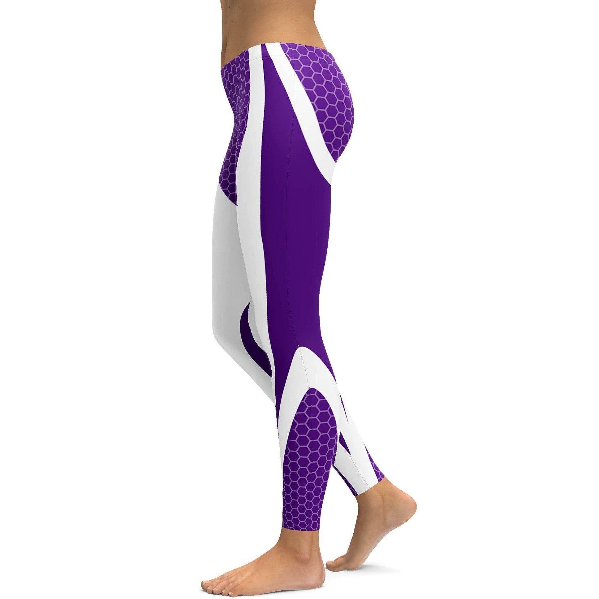 Purple Honeycomb Carbon White Leggings - Gearbunch
