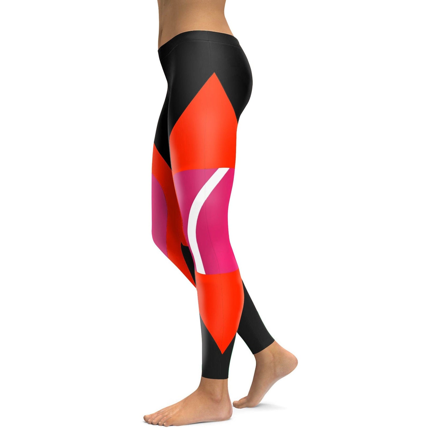 Black, Red, Pink Colorblock Leggings - Gearbunch