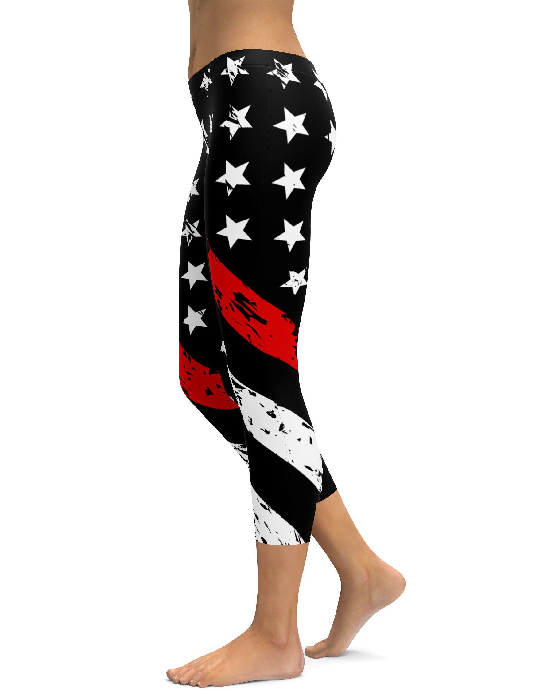 Thin Red Line Capris - GearBunch Leggings / Yoga Pants