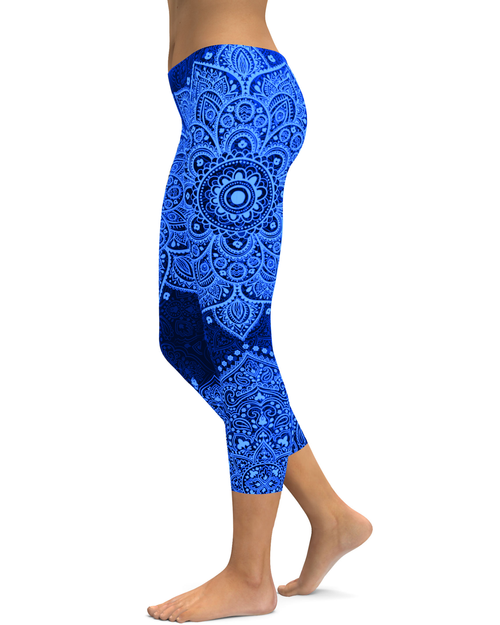 Navy and Light Blue Mandala Capris - Gearbunch