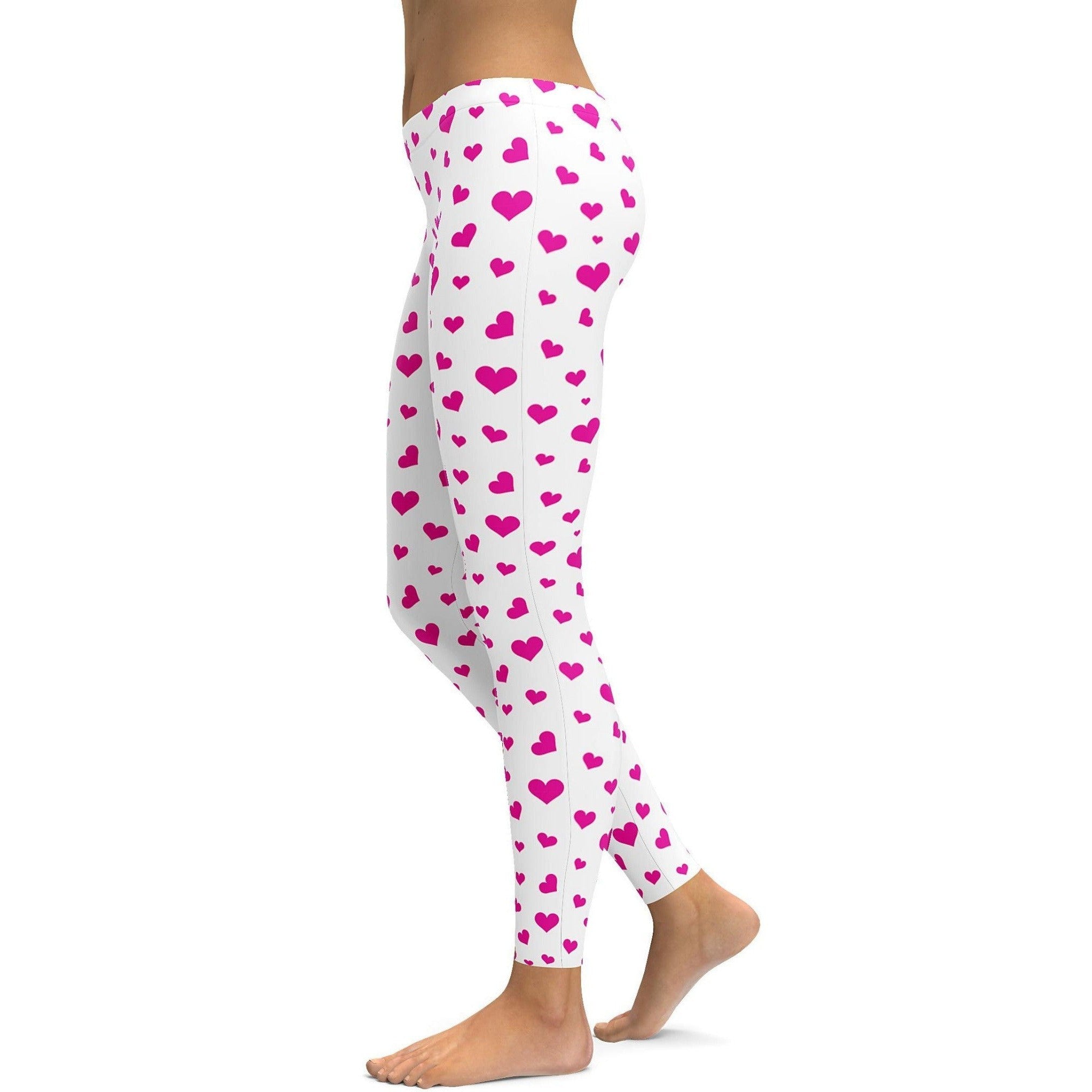 Pink Hearts Leggings - Gearbunch