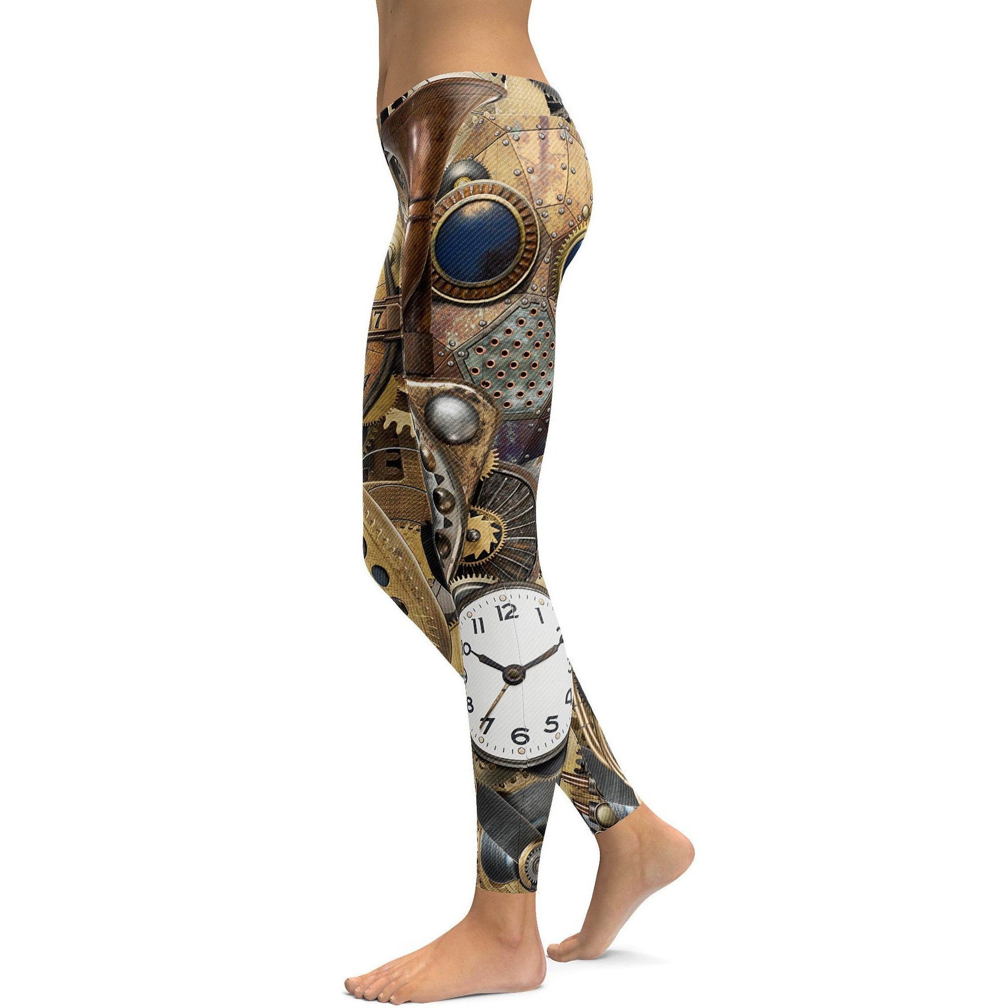 Golden Steampunk Leggings - GearBunch Leggings / Yoga Pants
