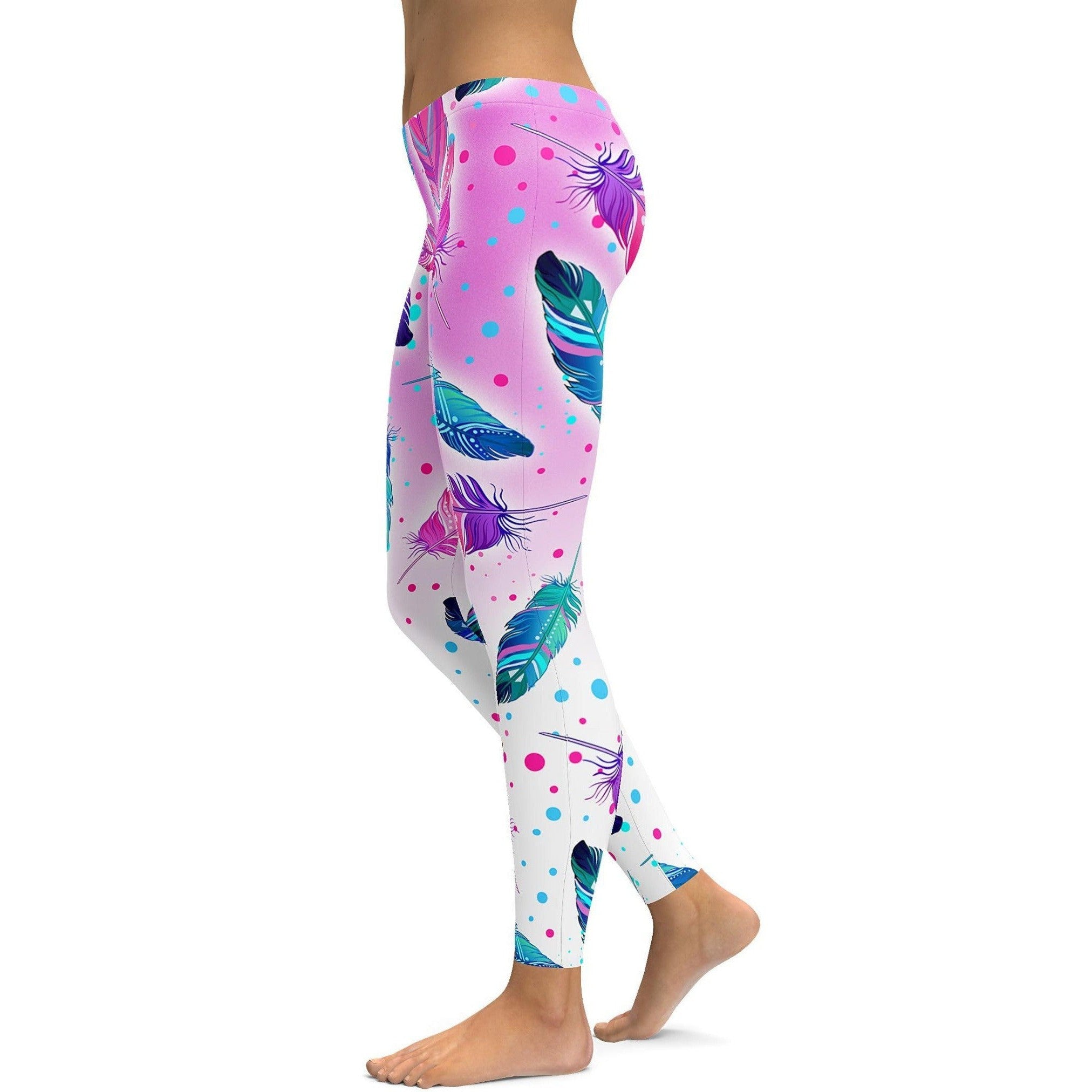 Dreamy Falling Feathers Leggings - GearBunch