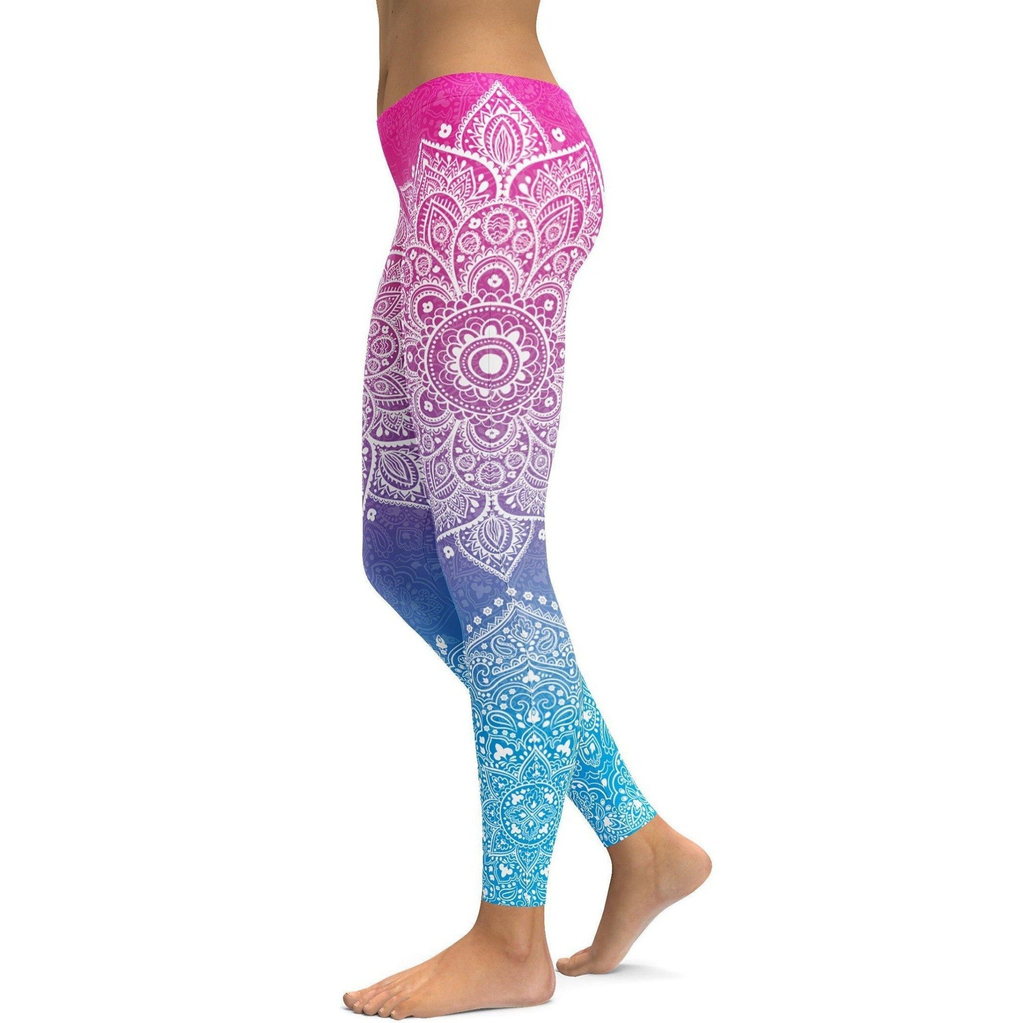 Pink to Blue Mandala Leggings - Gearbunch