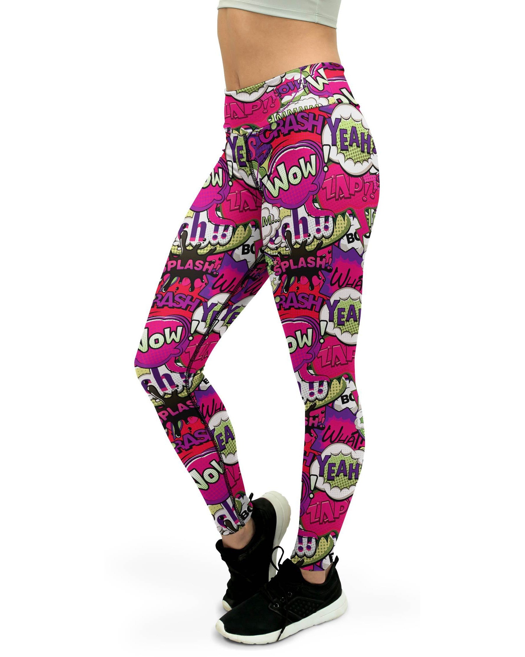 Comic Book Bubbles Pink Yoga Pants – GearBunch - Main Image