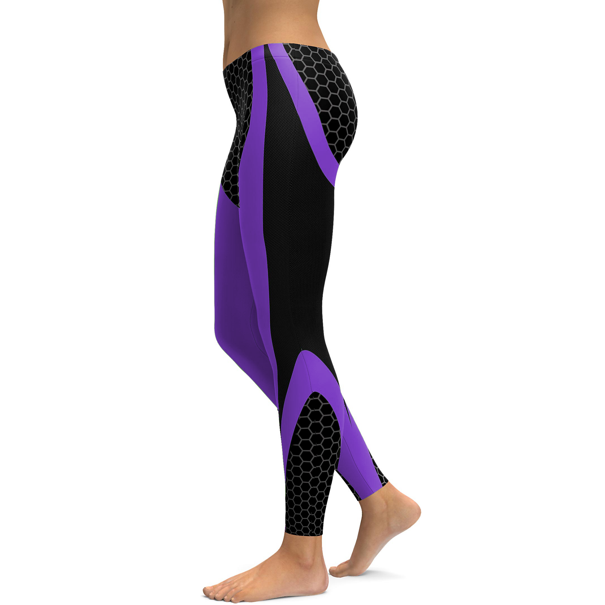 Purple Honeycomb Carbon Leggings - Gearbunch