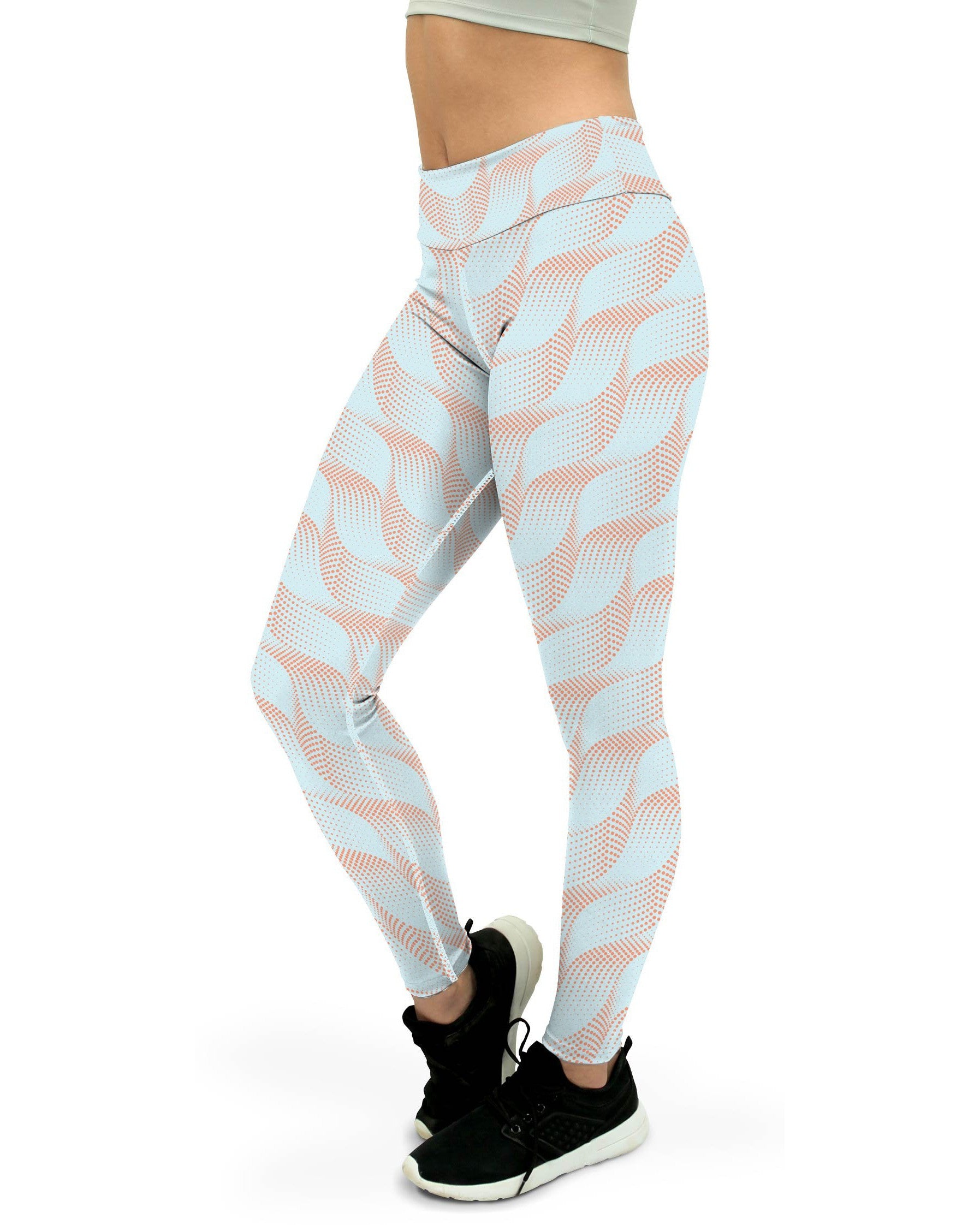 Light Blue & Apricot Wave Yoga Pants Gearbunch